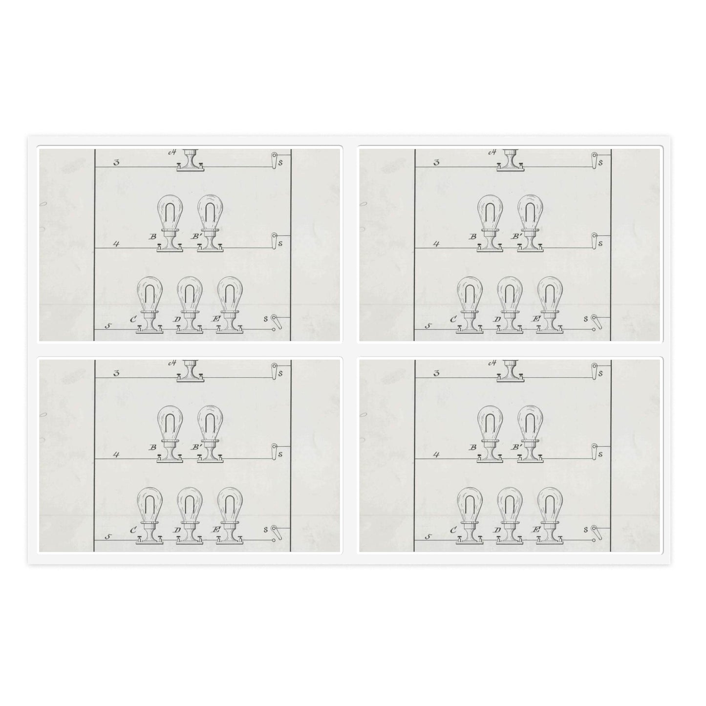 Patent drawing - for T. A. Edison's Electric Lighting Public domain image Laminated UV Protective Vinyl Stickers