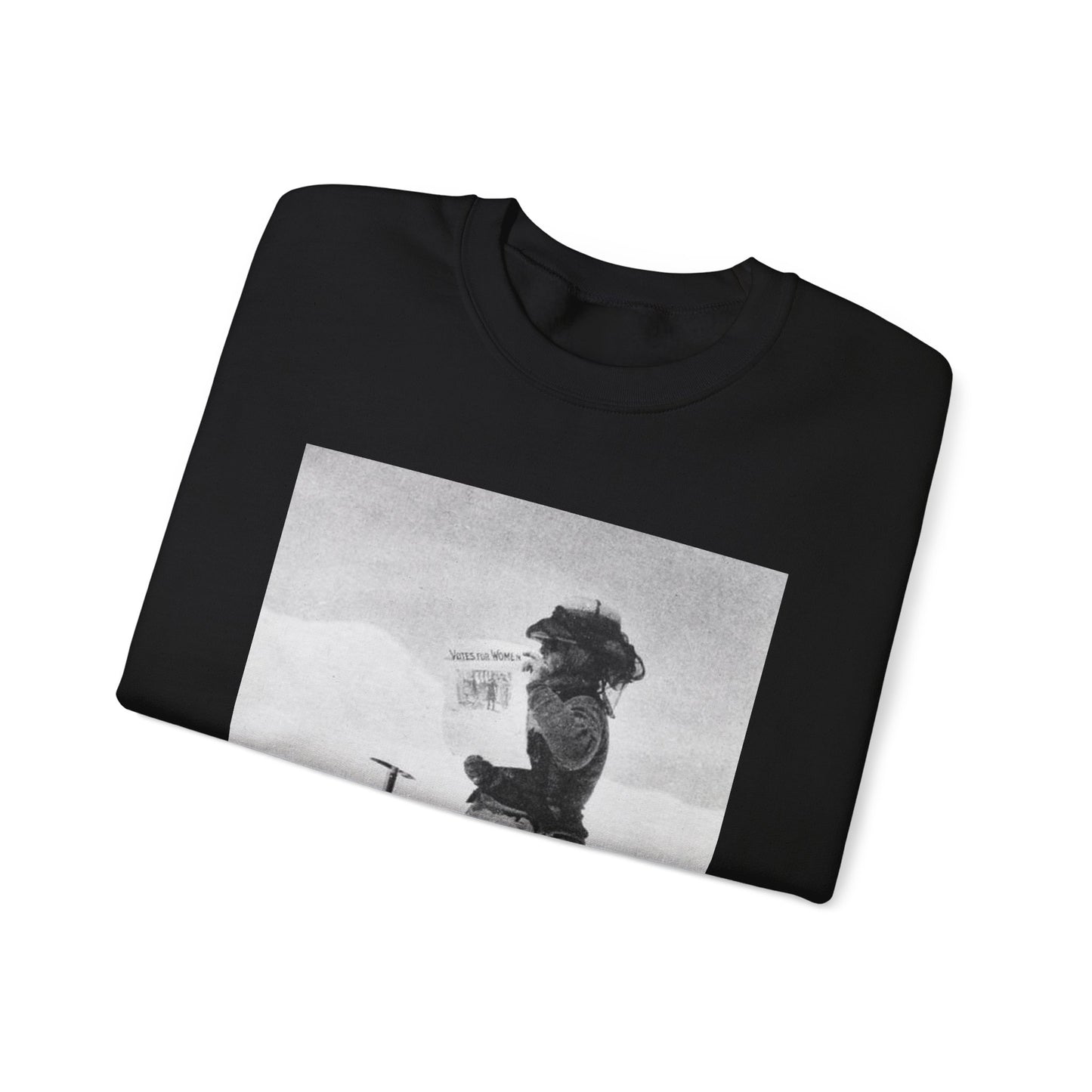 FannyBullockWorkmanVotesWomen - A woman standing in the snow holding a sign Black Heavy Blend Adult Crew Neck SweatShirt
