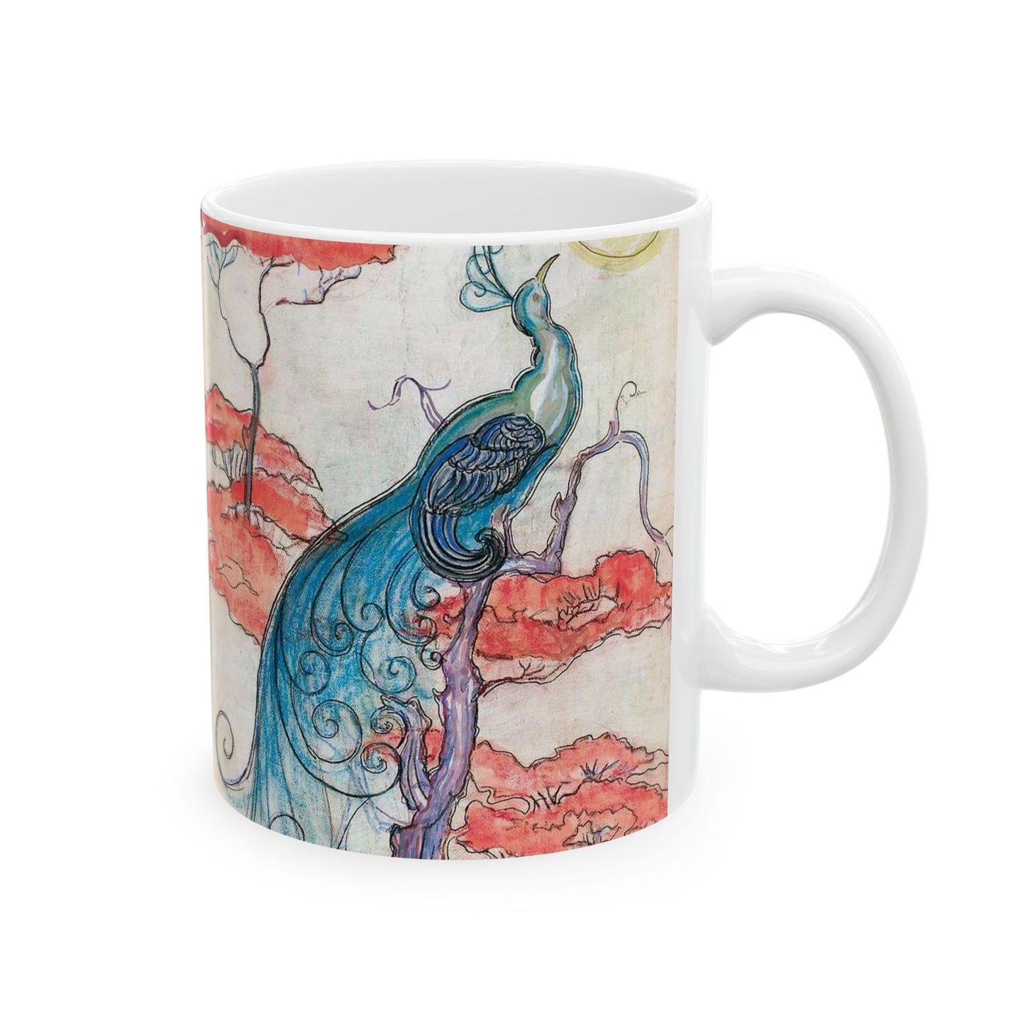 EliseuVisconti-A832-Pavão iluminado – Estudo para tecido Beautiful Novelty Ceramic Coffee Mug 11oz