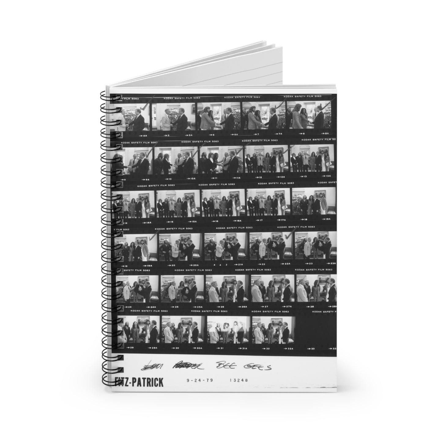 Jimmy Carter - With Bee Gees - Barry, Maurice, Robin Gibb and their father, Hugh Gibb, Fr. 5A-12A Spiral Bound Ruled Notebook with Printed Cover