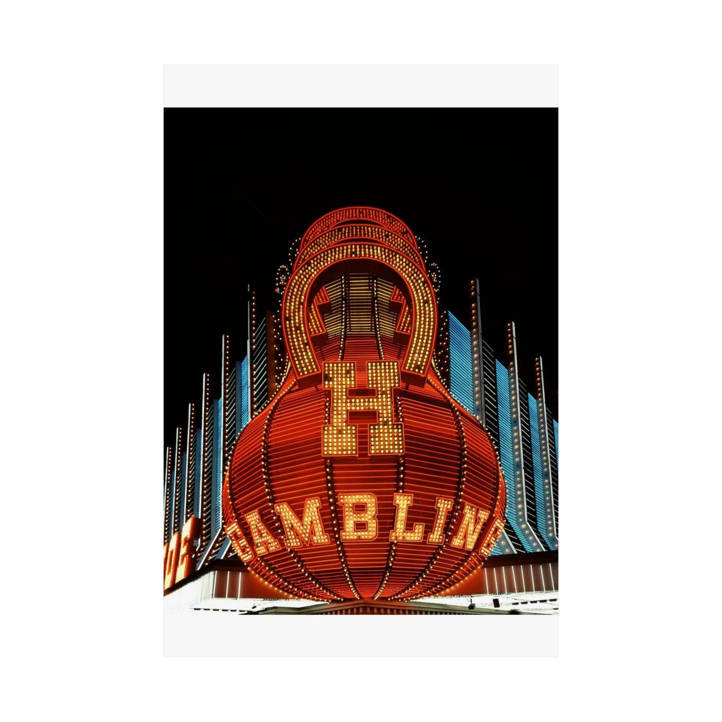 Neon sign at the Horseshoe Casino, Las Vegas, Nevada High Quality Matte Wall Art Poster for Home, Office, Classroom
