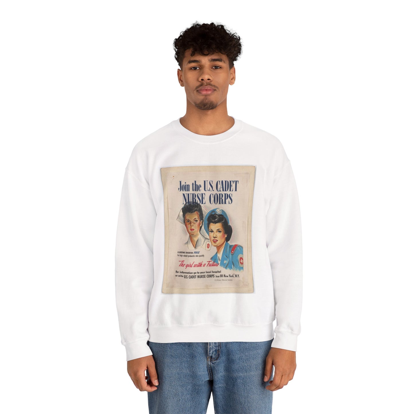 Join the U.S. Cadet Nurse Corps White Heavy Blend Adult Crew Neck SweatShirt