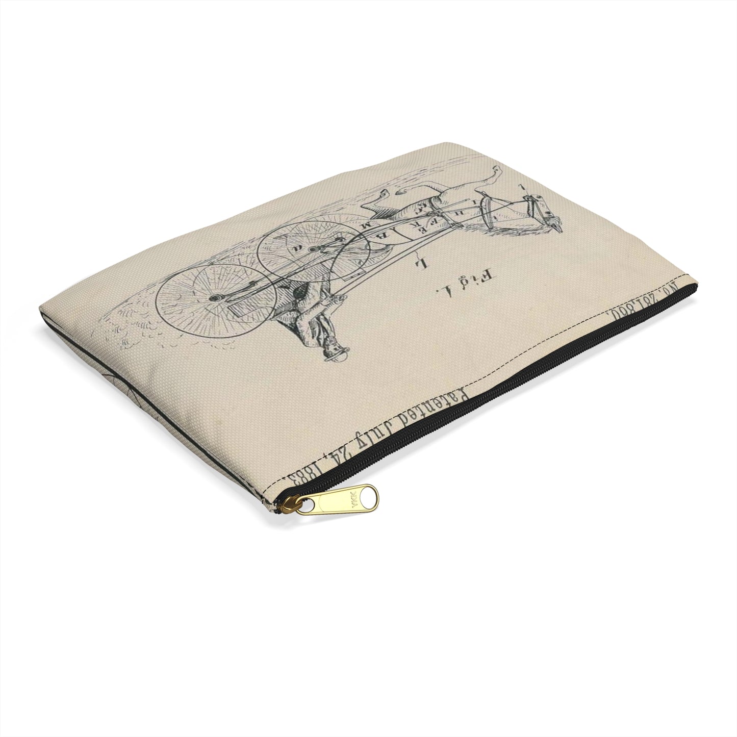 Patent drawing - for O. T. Jones' Horse Detacher Public domain image Large Organizer Pouch with Black Zipper