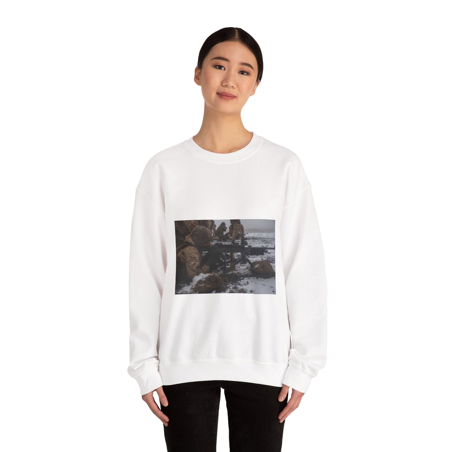 U.S. Marine Corps Lance Cpl. Jimmy Medders, a machine White Heavy Blend Adult Crew Neck SweatShirt