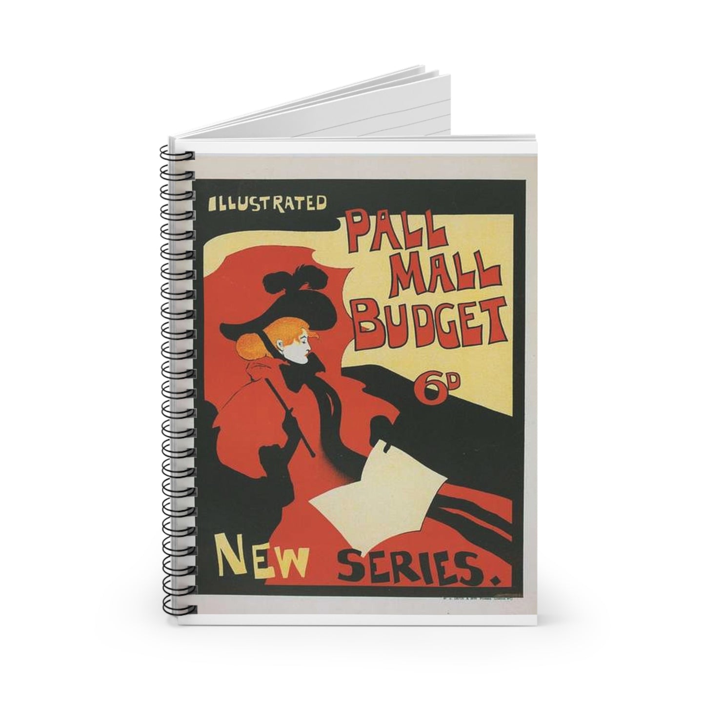 Affiche anglaise pour la revue hebdomadaire "Illustrated Pall Mall Budget". Spiral Bound Ruled Notebook with Printed Cover