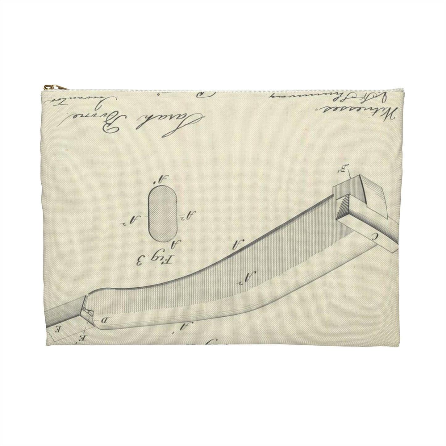 Patent drawing - for S. Boone's Ironing Board Public domain image Large Organizer Pouch with Black Zipper