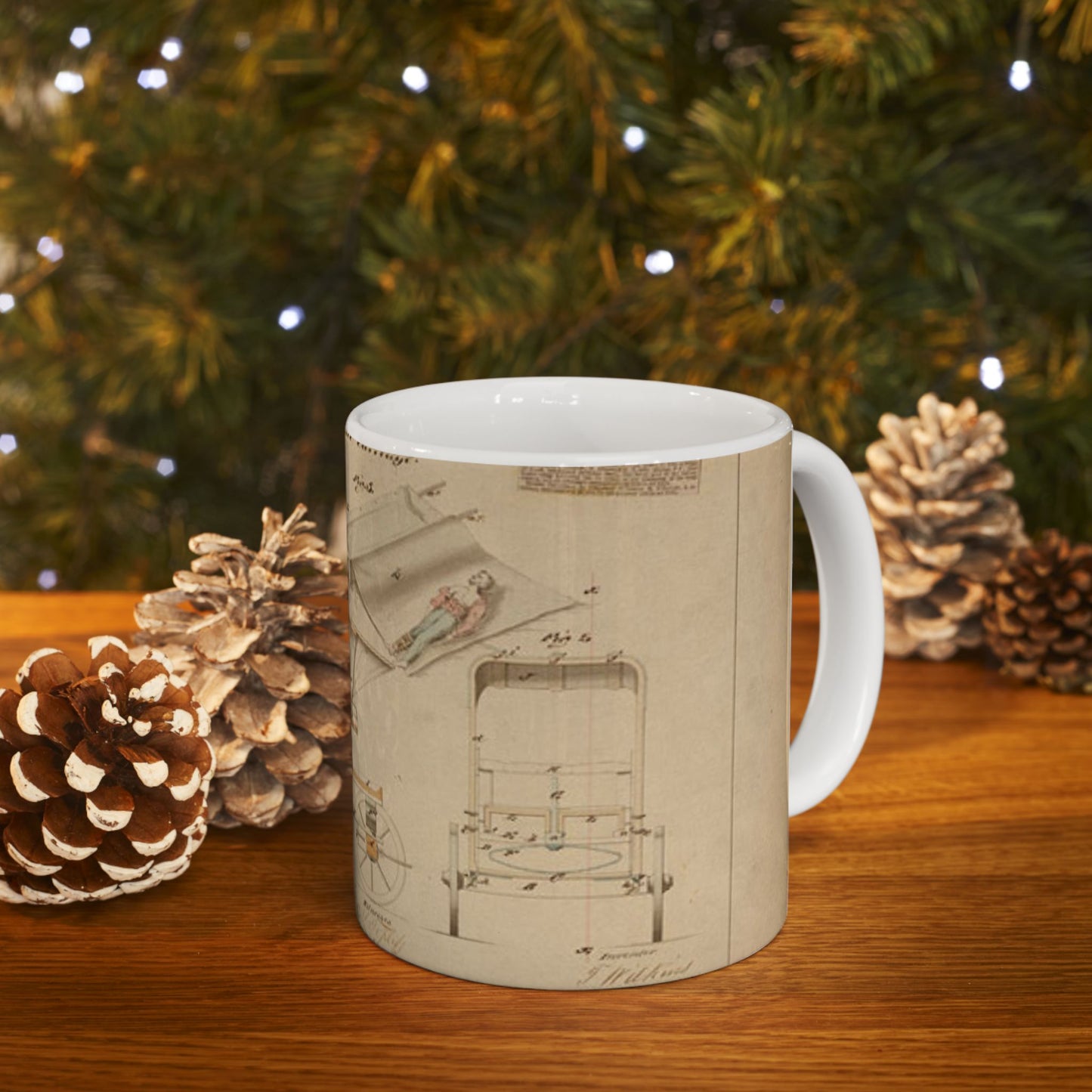 Patent drawing - Drawing of Improved Ambulance Carriage Public domain image Beautiful Novelty Ceramic Coffee Mug 11oz