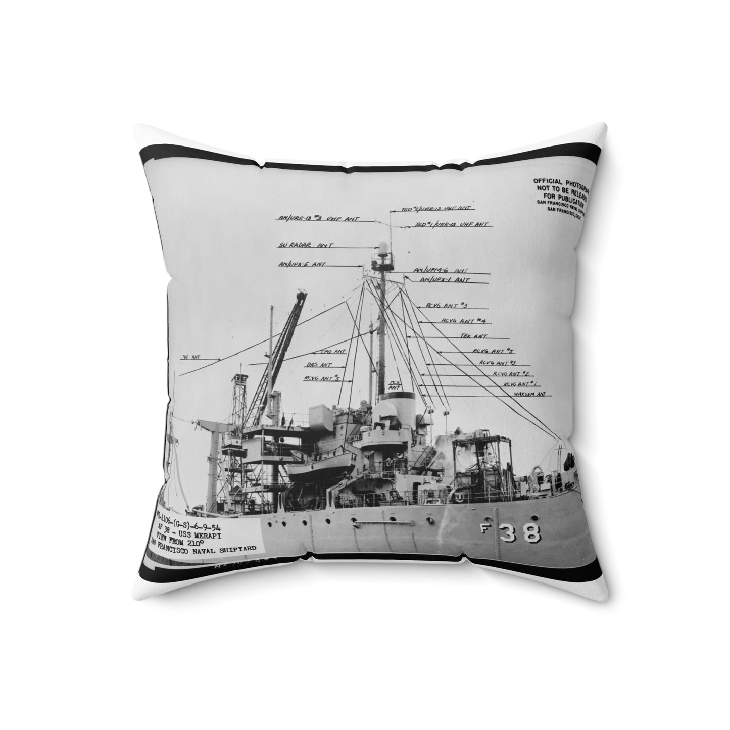Navy Ship AF-38 Merapi - Public domain photogrpaph Decorative Accent Square Pillow