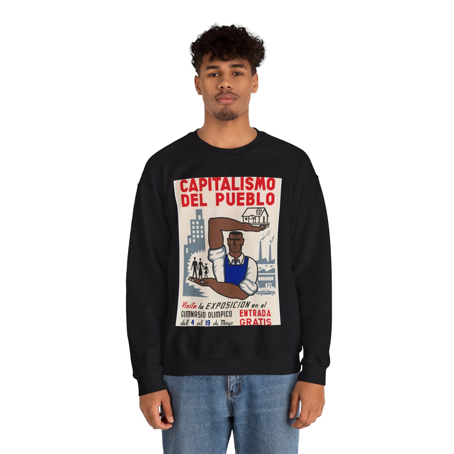 People's Capitalism Poster, United States information service propaganda Black Heavy Blend Adult Crew Neck SweatShirt