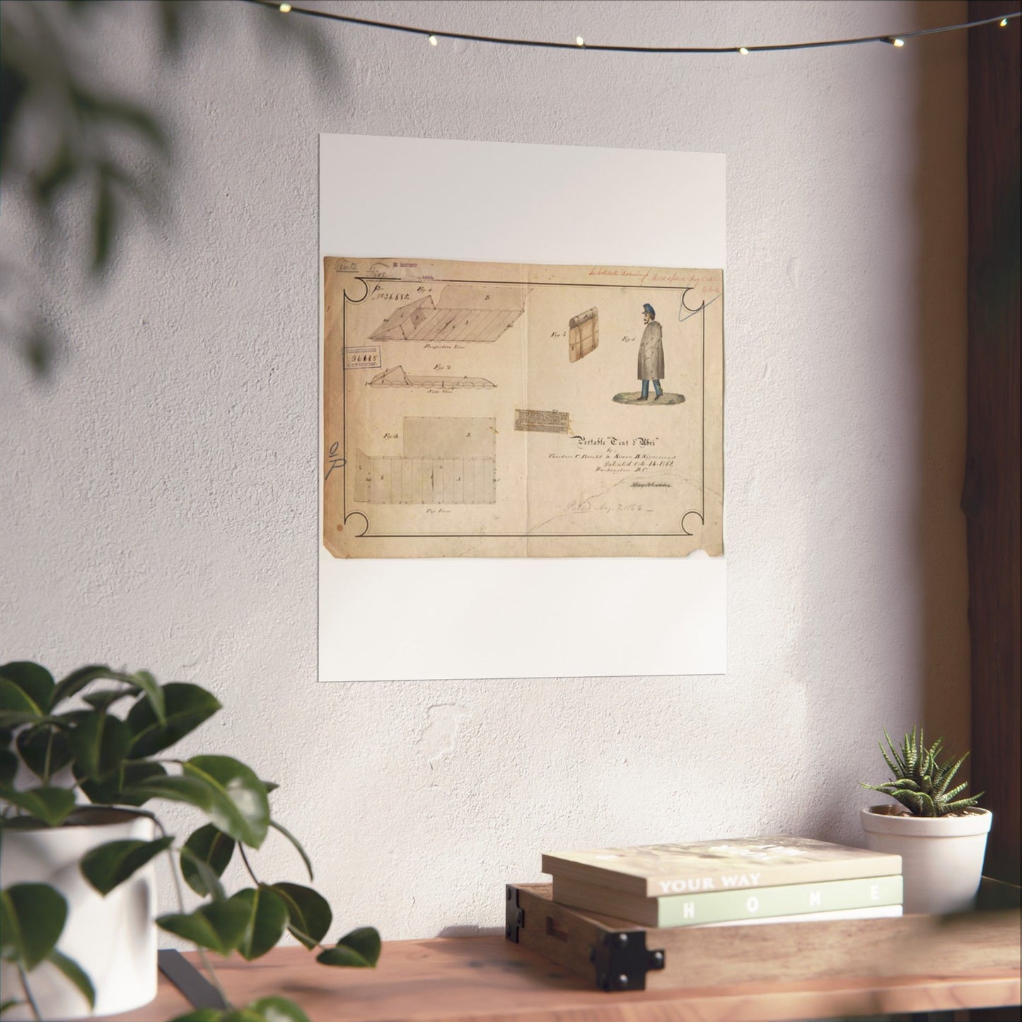 Patent drawing - Drawing of Portable Tent and Abri Public domain image High Quality Matte Wall Art Poster for Home, Office, Classroom