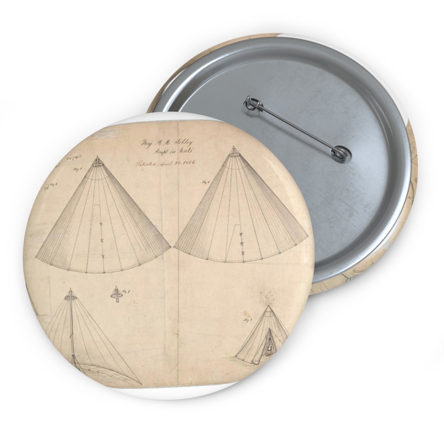 Patent drawing - Drawing of Improvement in Tents Public domain image Pin Buttons with Crisp Design