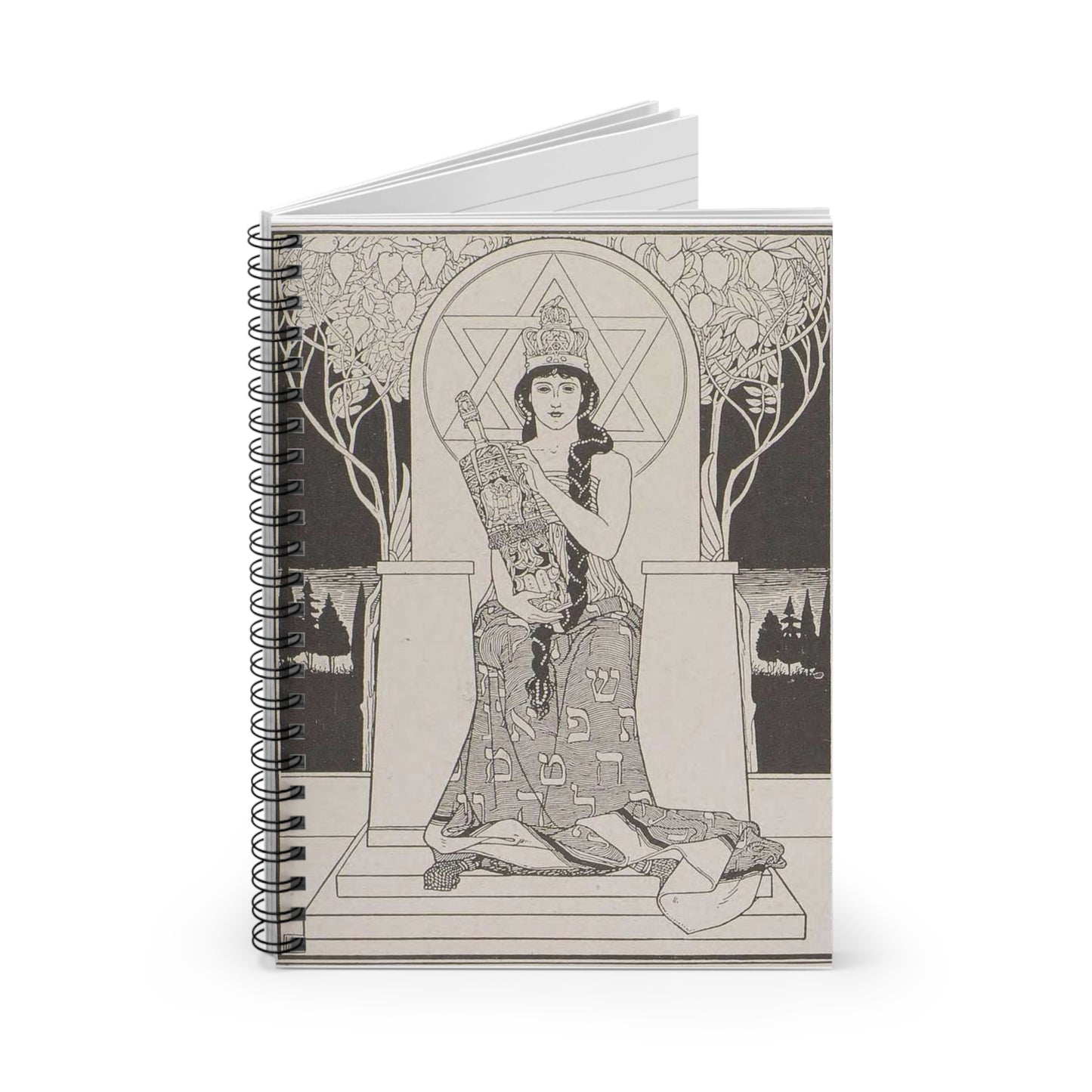 Juda 13 - Art nouveau public domain image Spiral Bound Ruled Notebook with Printed Cover