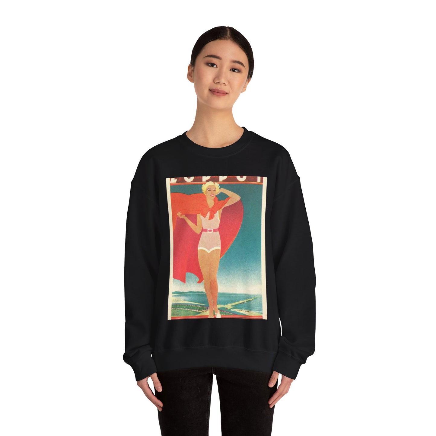 Jupp Wiertz - Zoppot, das Weltbad an der Ostsee Black Heavy Blend Adult Crew Neck SweatShirt