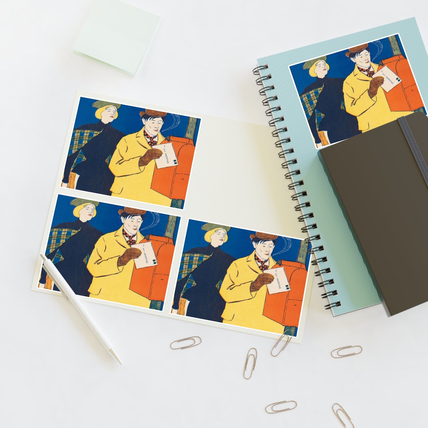 Edward Penfield, Harper's February Laminated UV Protective Vinyl Stickers
