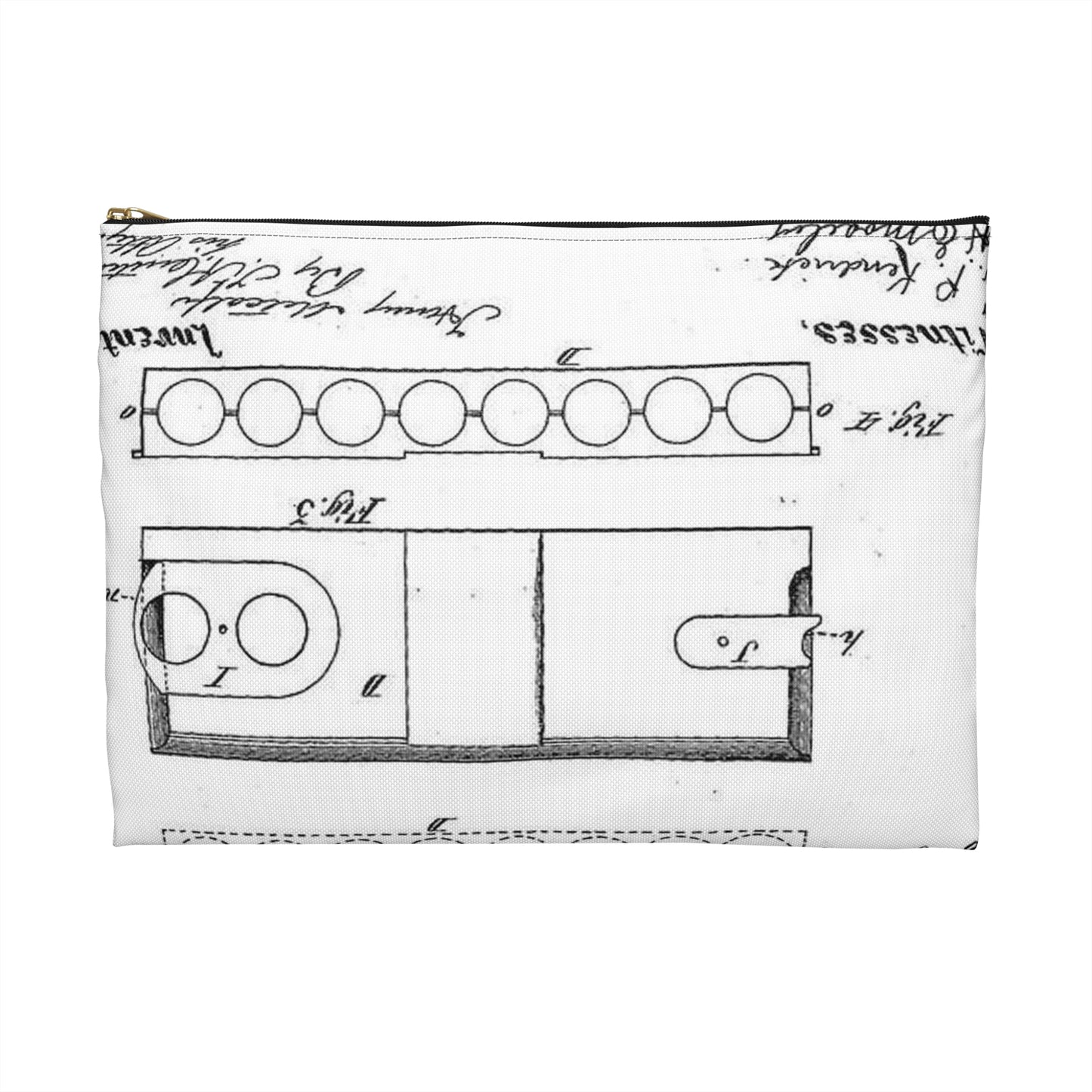 Patent drawing - Means of Attaching Magazines to Fire-Arms, 1875 Public domain image Large Organizer Pouch with Black Zipper