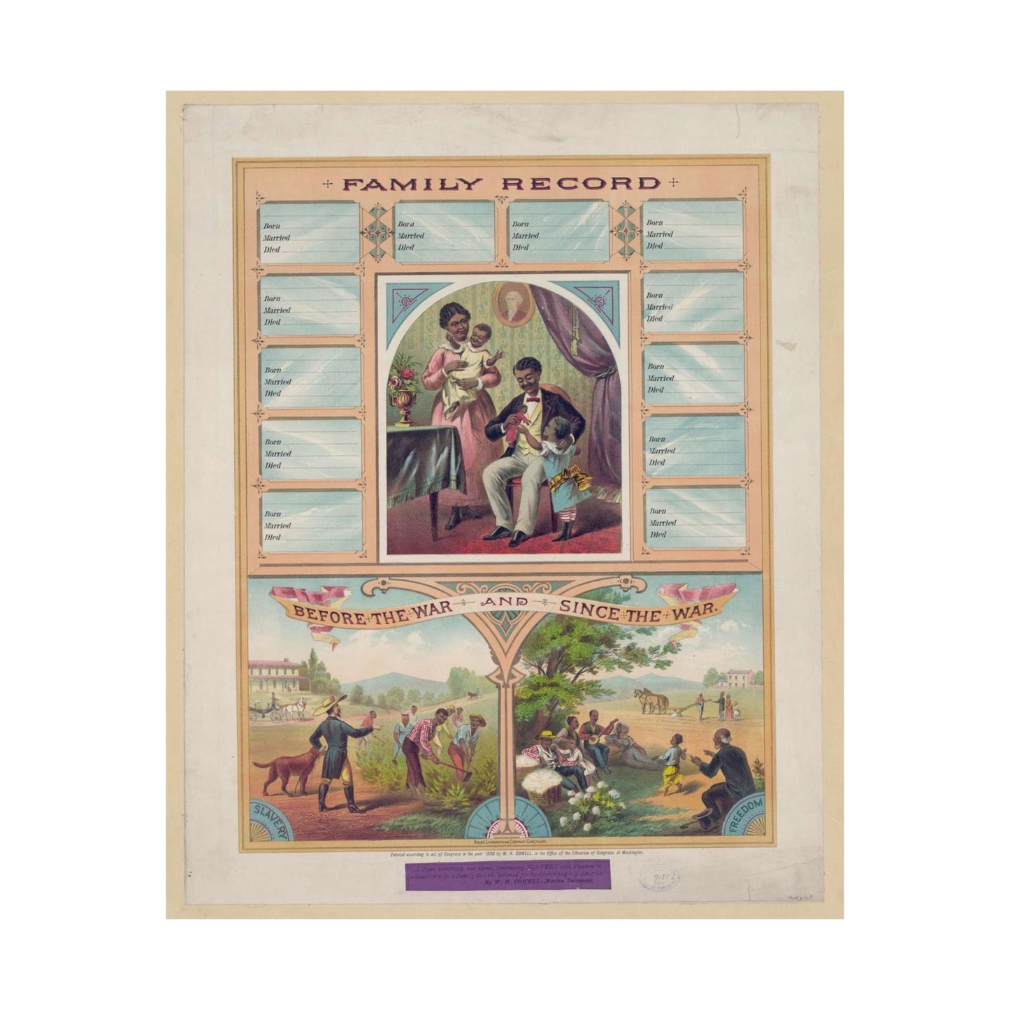 Family record. Before the war and since the war / Krebs Lithographing Company, Cincinnati. High Quality Matte Wall Art Poster for Home, Office, Classroom