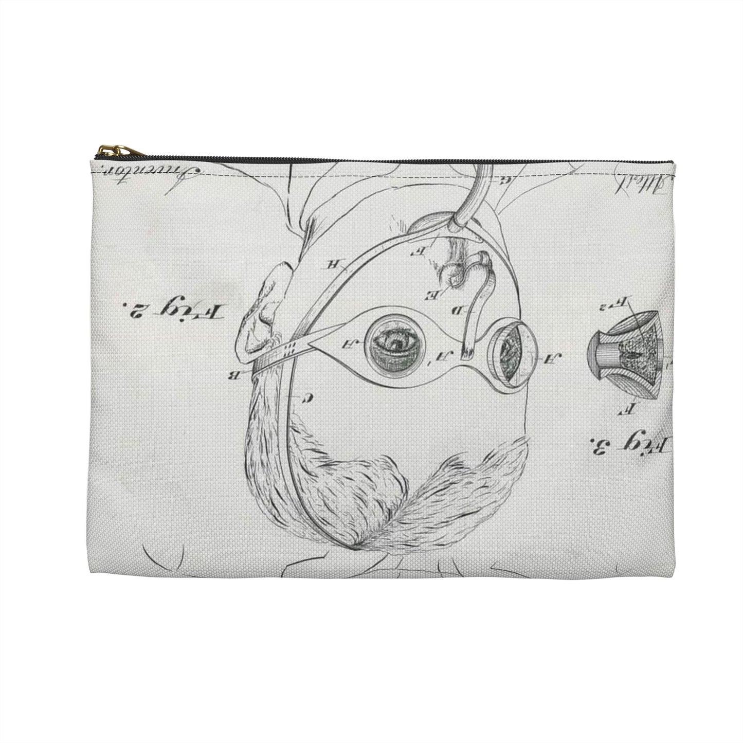Patent drawing - for C. McIntosh's Fire Mask Public domain image Large Organizer Pouch with Black Zipper
