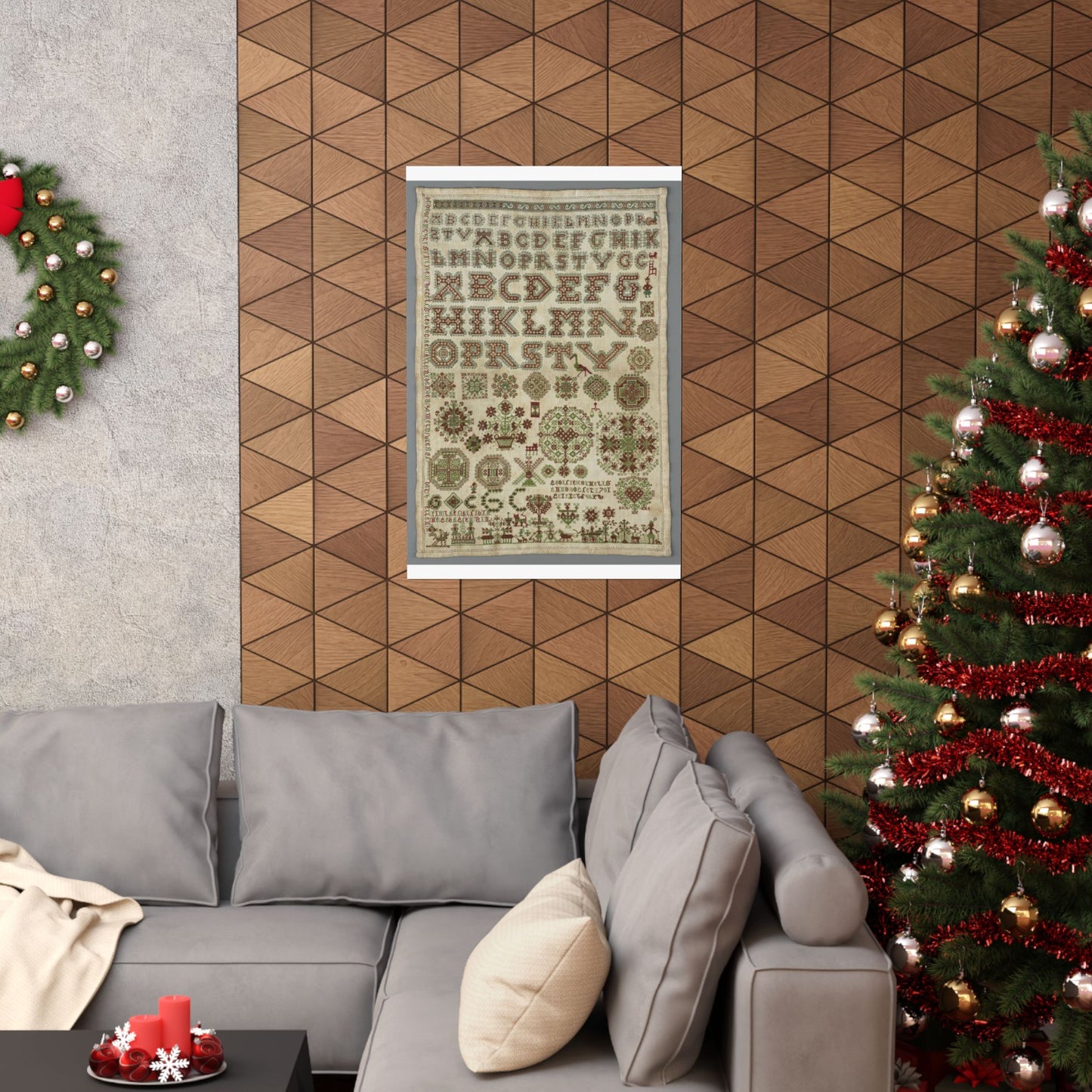 Signed and Dated Linen Sampler with Silk Embroidery High Quality Matte Wall Art Poster for Home, Office, Classroom