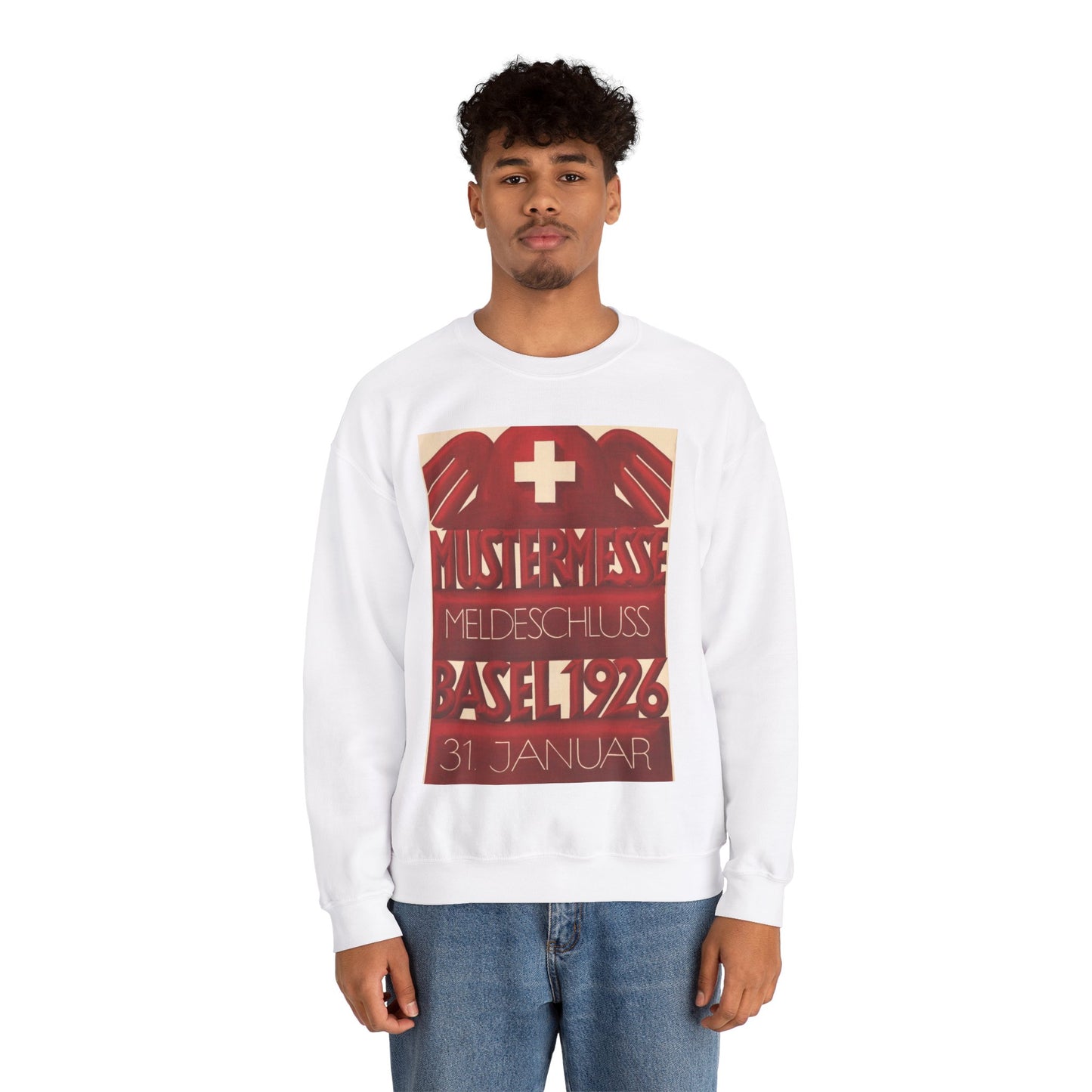 CH-000957-X-76125 Stoecklin - Art Deco public domain image White Heavy Blend Adult Crew Neck SweatShirt