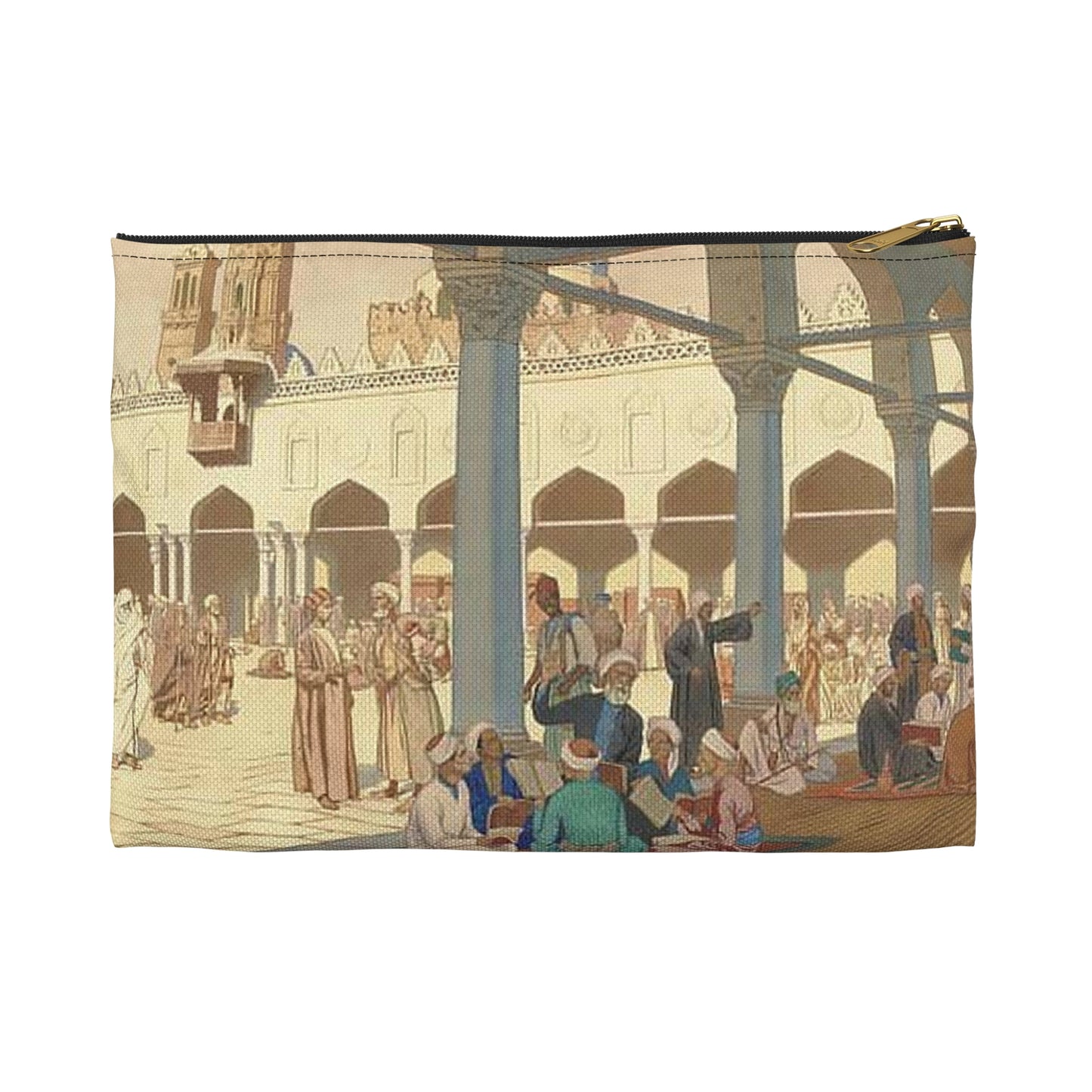 Ivan Bilibin - courtyard-of-al-azhar-mosque-and-university-complex-in-cairo-19001 Large Organizer Pouch with Black Zipper