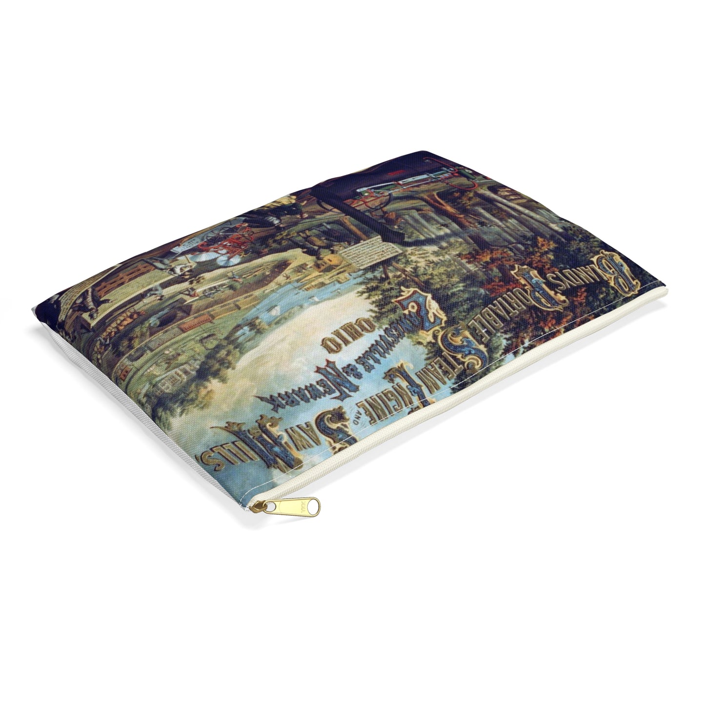 Blandy's portable steam engine and saw mills, Zanesville & Newark Ohio Large Organizer Pouch with Black Zipper