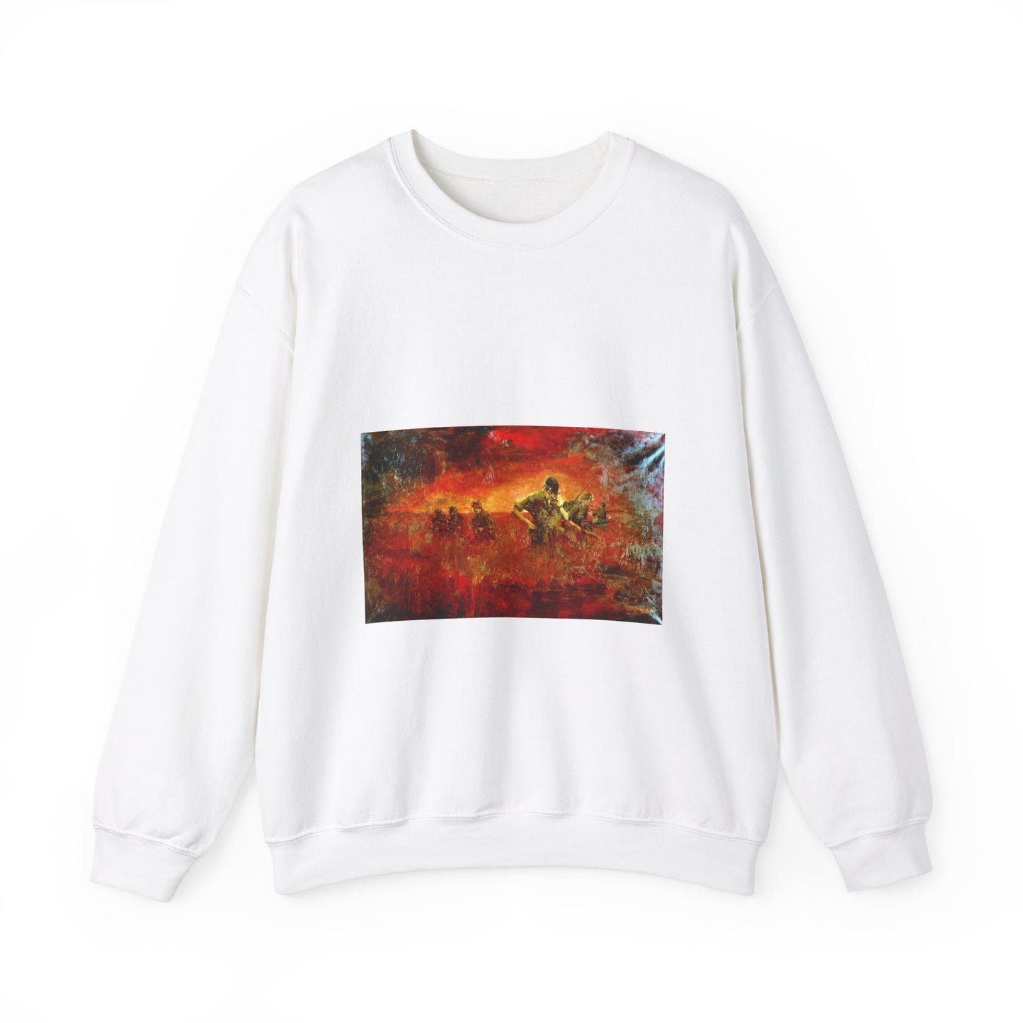 Artwork: "Man/Ready" Vietnam. Artist: Paul MAC Wiliams. Catalog Number: 1.141.87 White Heavy Blend Adult Crew Neck SweatShirt