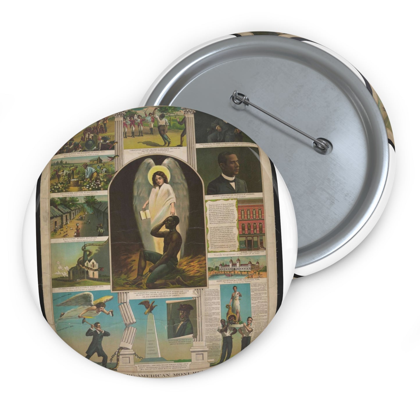 Afro-American Monument - Print, Library of Congress collection Pin Buttons with Crisp Design