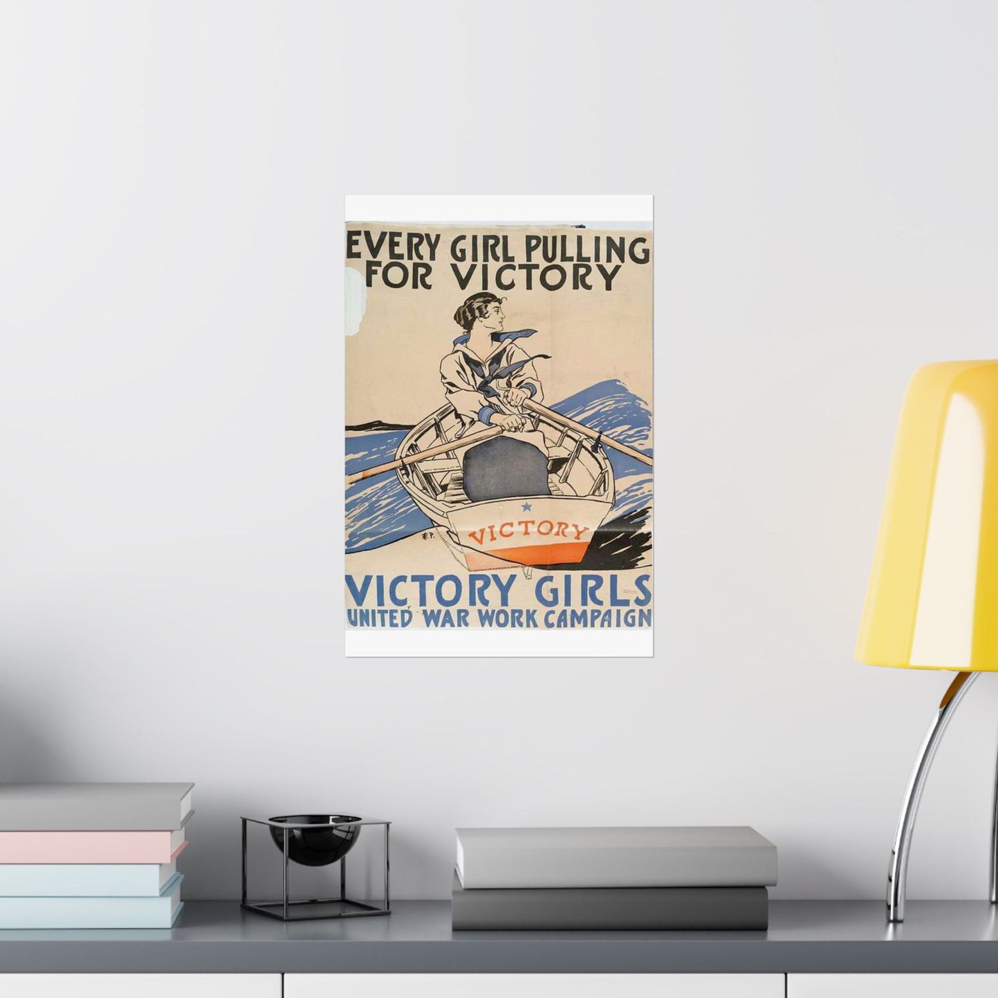 Every Girl Pulling for Victory, Victory Girls United War Work Campaign High Quality Matte Wall Art Poster for Home, Office, Classroom