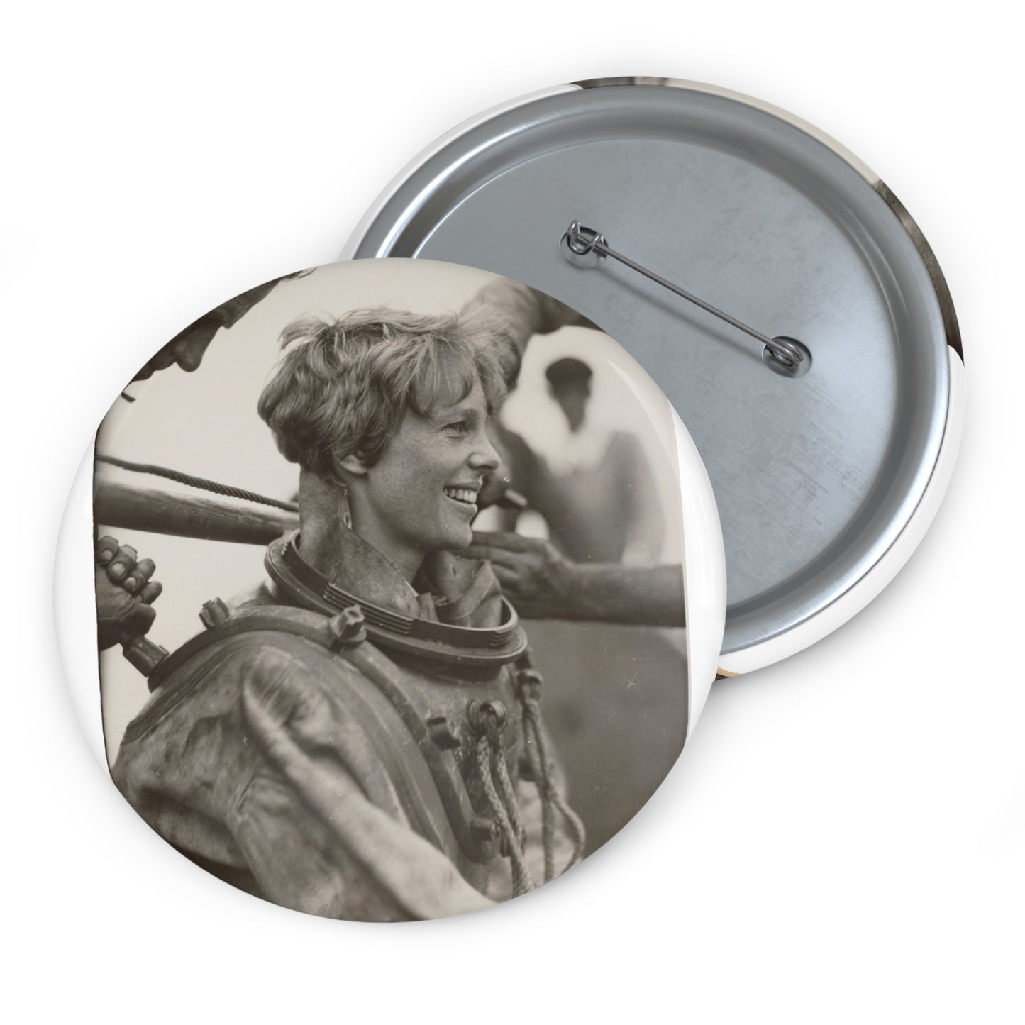Amelia Earhart Deep Sea Diving off Block Island Pin Buttons with Crisp Design