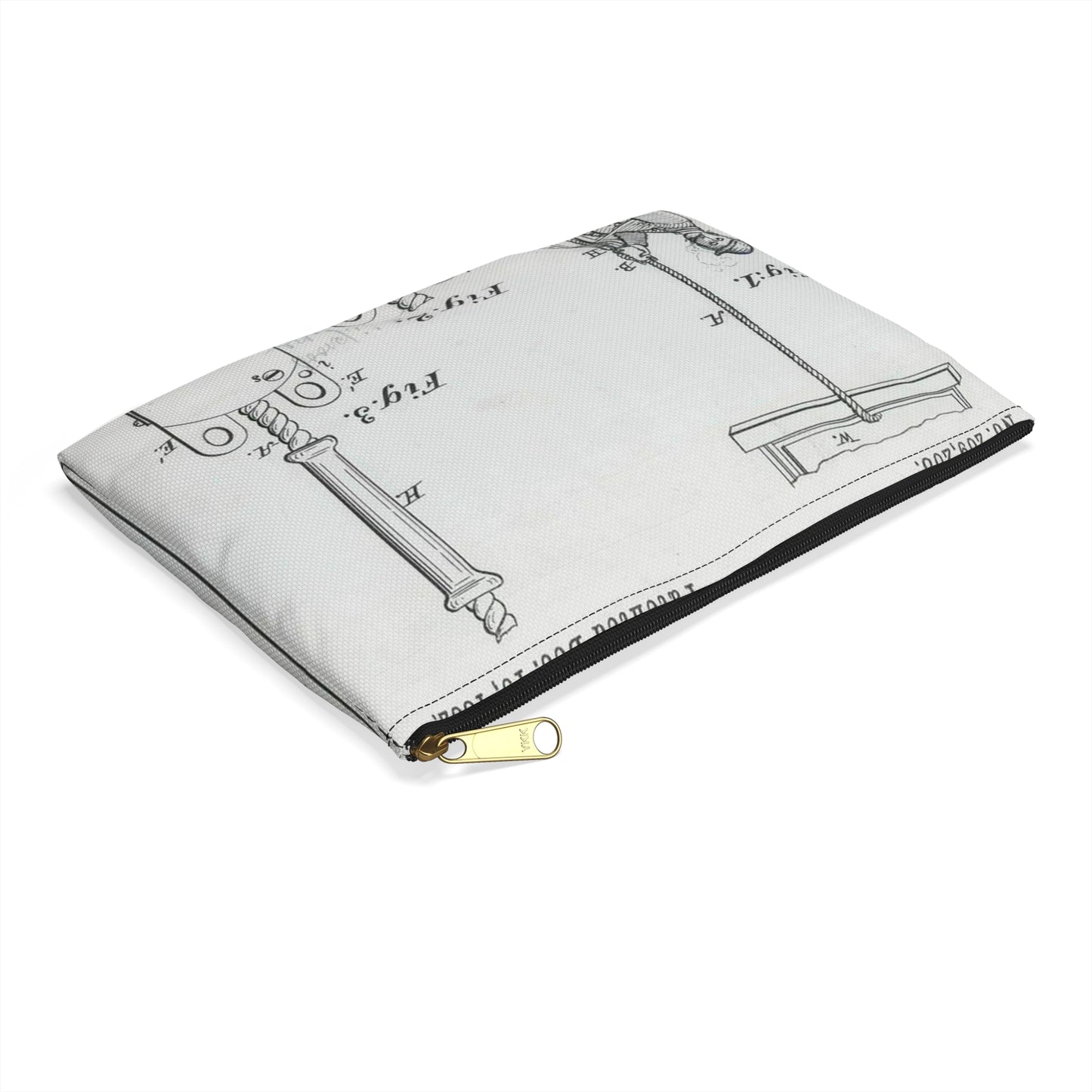 Patent Drawing of Engine - for O. F. Davis' Fire Escape Public domain image Large Organizer Pouch with Black Zipper