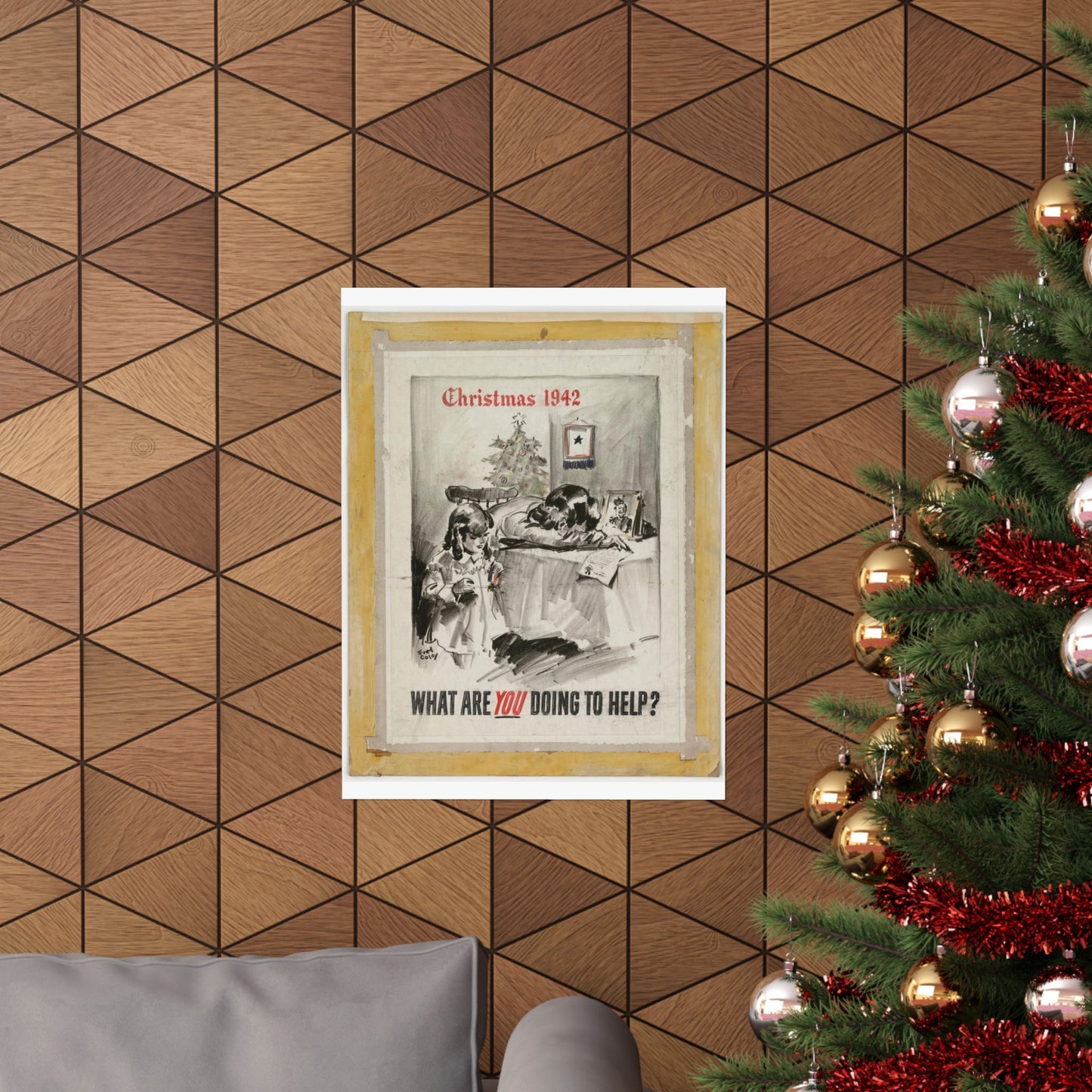 What Are You Doing to Help? Christmas 1942 High Quality Matte Wall Art Poster for Home, Office, Classroom