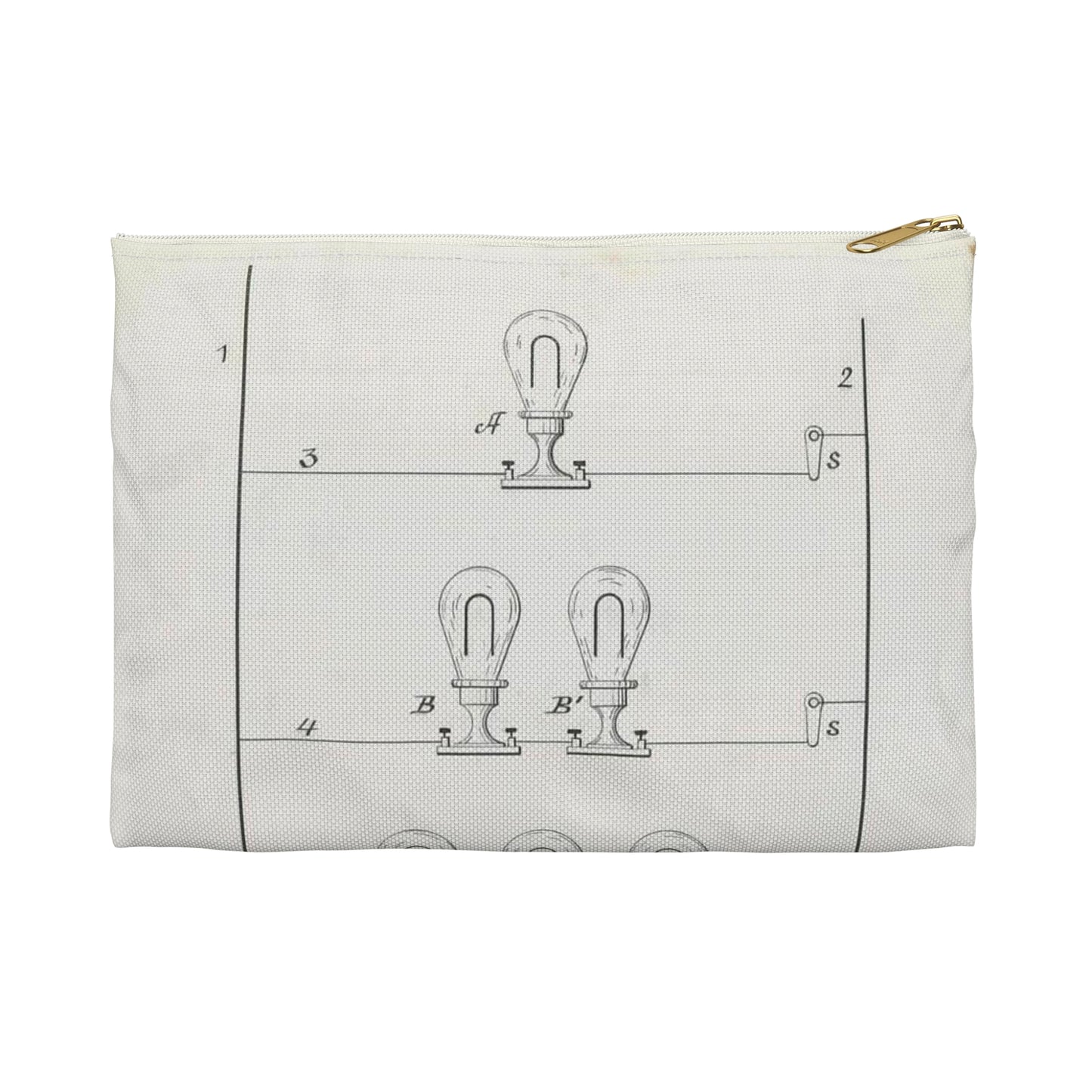 Patent drawing - for T. A. Edison's Electric Lighting Public domain image Large Organizer Pouch with Black Zipper