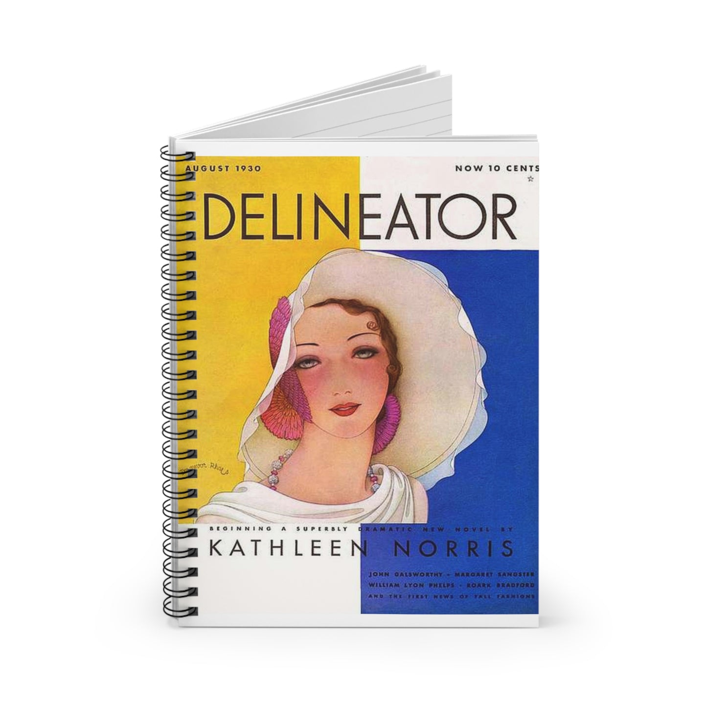 Delineator 1930-08 - Art Deco public domain image Spiral Bound Ruled Notebook with Printed Cover