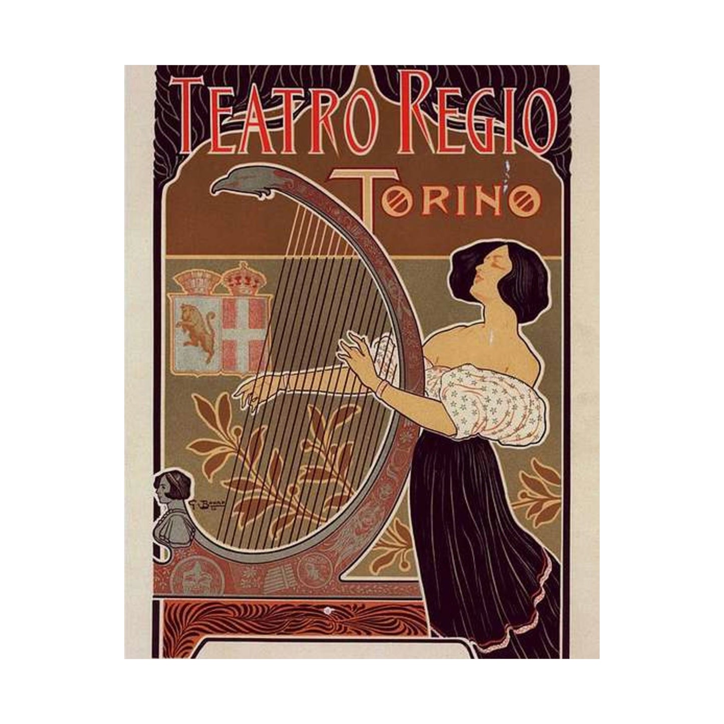Affiche italienne pour le "Théâtre royal de Turin" High Quality Matte Wall Art Poster for Home, Office, Classroom