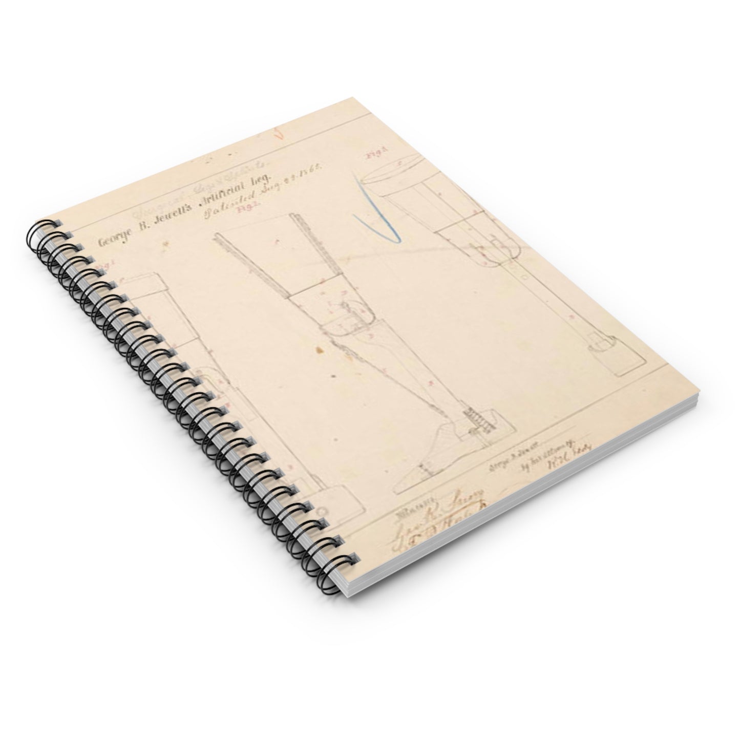 Patent drawing - Drawing of Artificial Leg Public domain image Spiral Bound Ruled Notebook with Printed Cover
