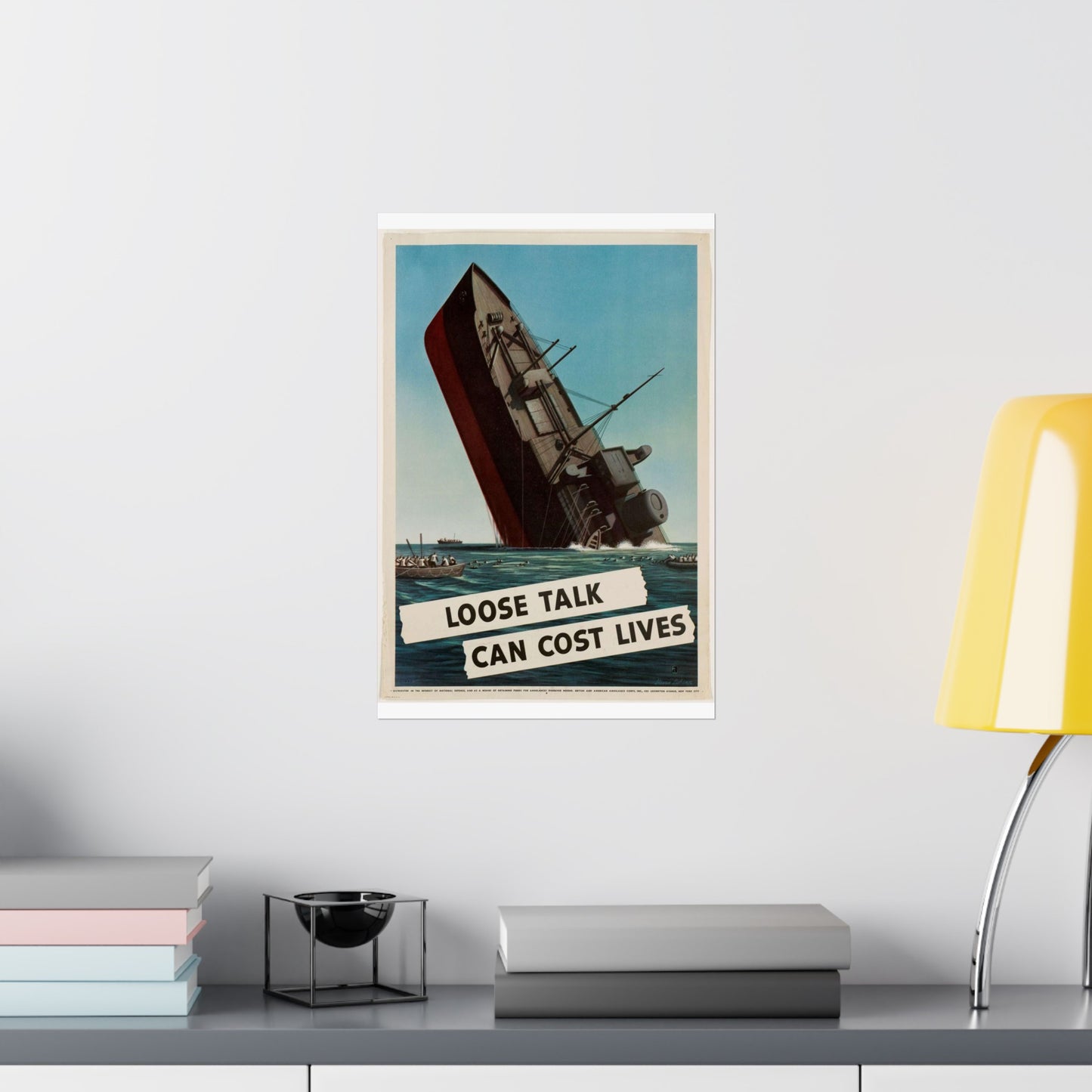 Loose talk can cost lives - Art Deco public domain image High Quality Matte Wall Art Poster for Home, Office, Classroom