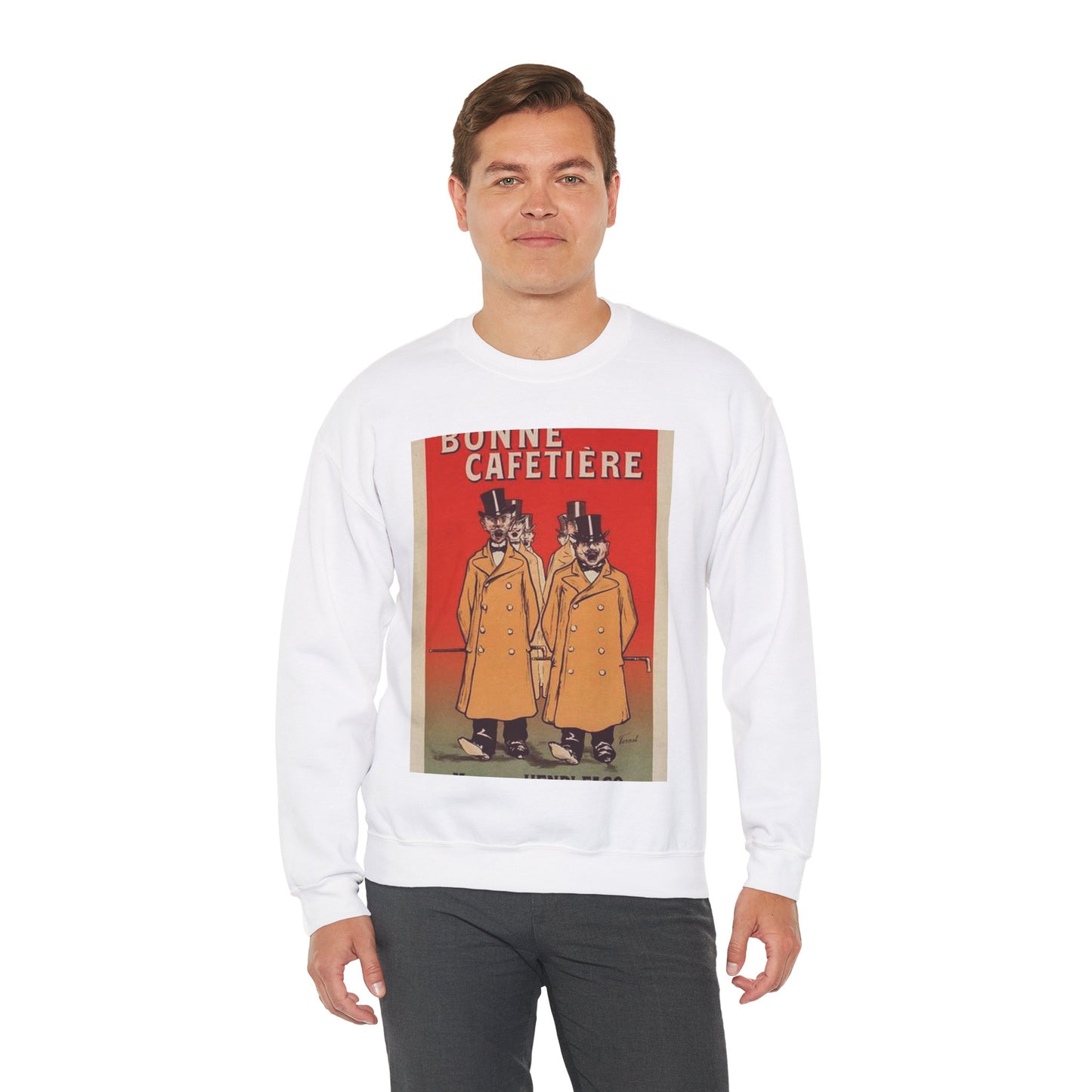 Affiche pour la "Chicorée Bonne Cafetière". White Heavy Blend Adult Crew Neck SweatShirt
