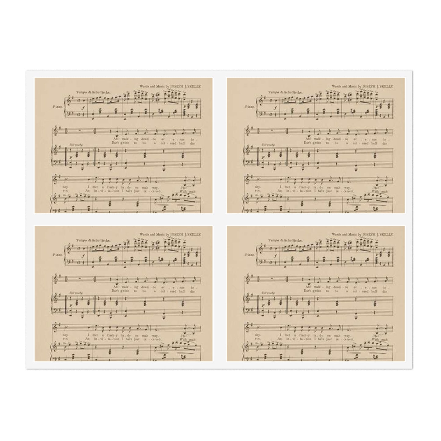 A new gal just in town - Public domain sheet music scan Laminated UV Protective Vinyl Stickers