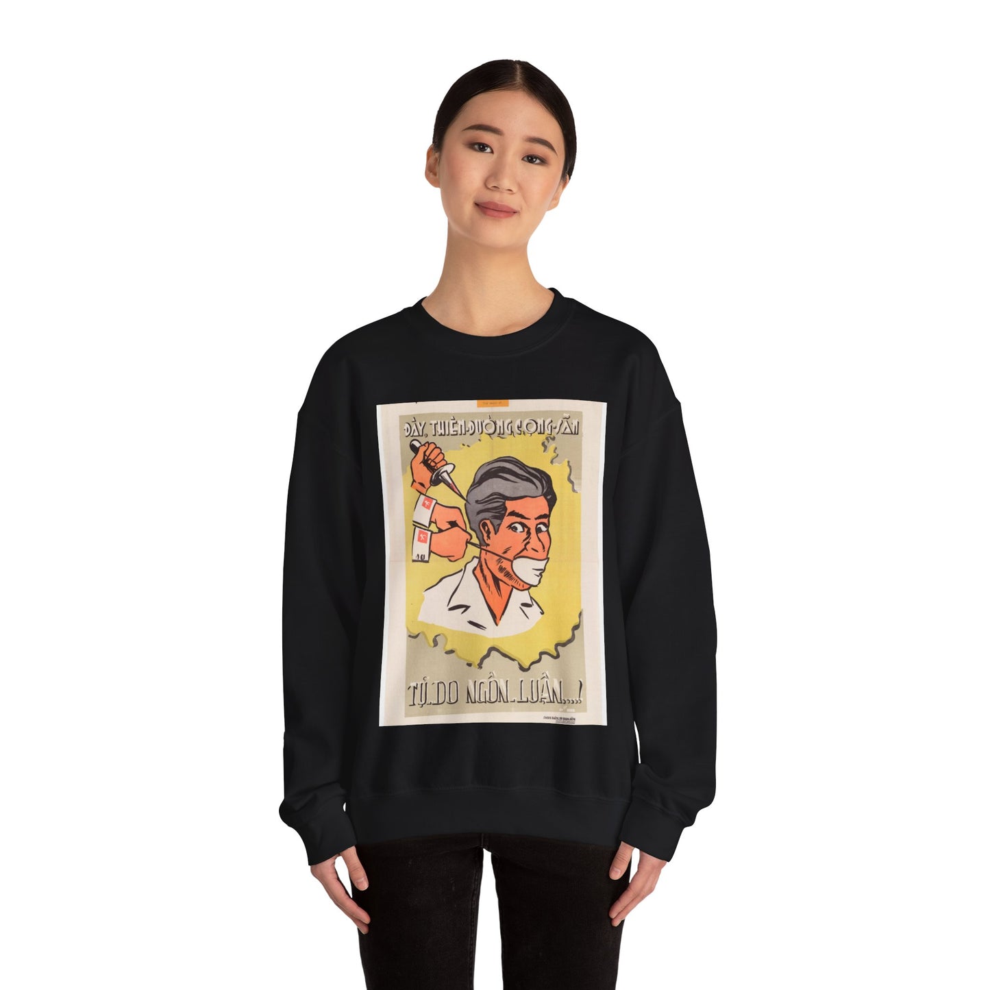 Viet Poster #6, Cold War American Propaganda poster Black Heavy Blend Adult Crew Neck SweatShirt