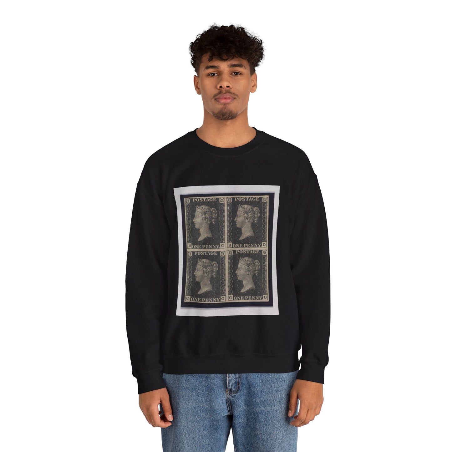 "Penny Black" postage stamps - postal stamp Black Heavy Blend Adult Crew Neck SweatShirt