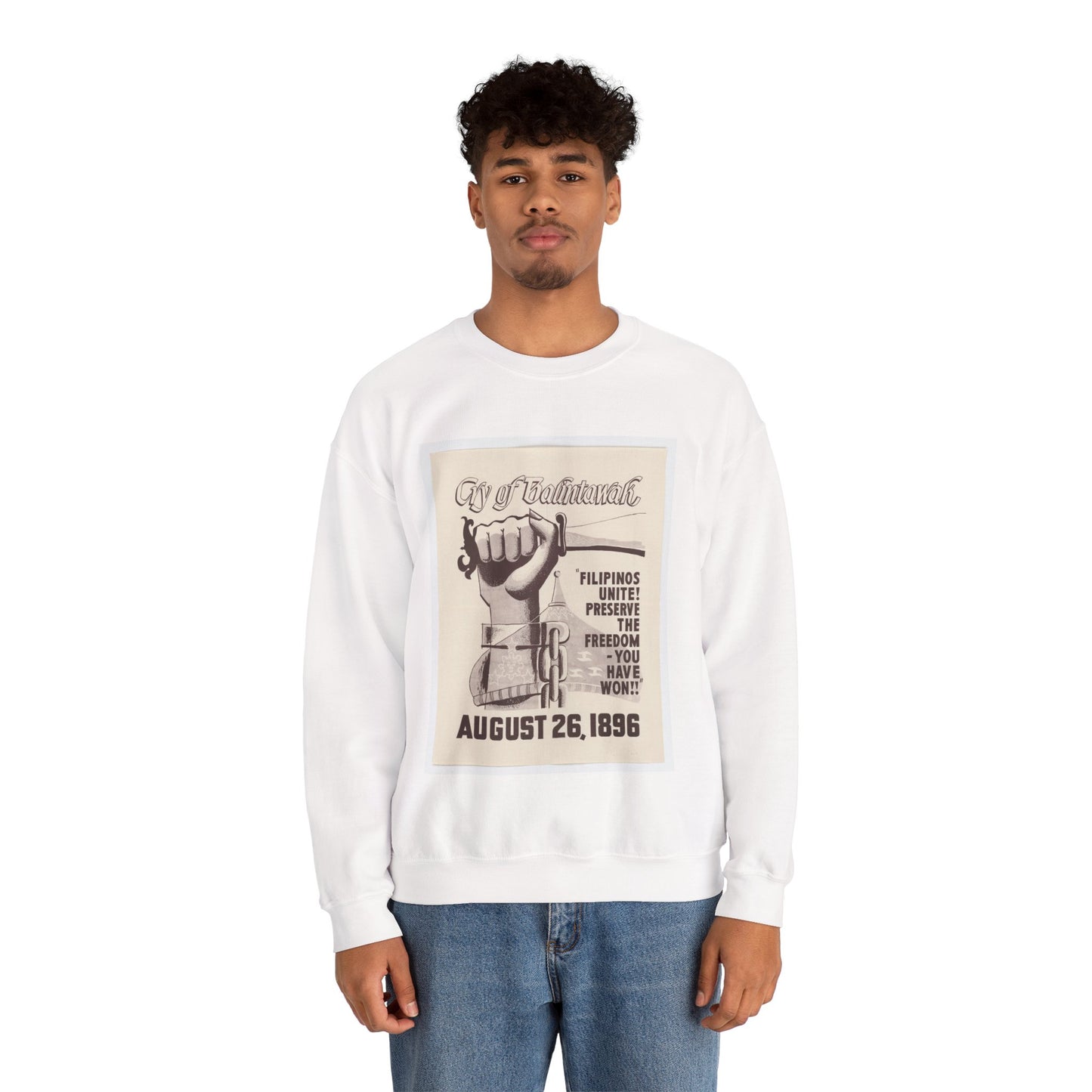 Cry of Balintawak - Drawing. Public domain image. White Heavy Blend Adult Crew Neck SweatShirt