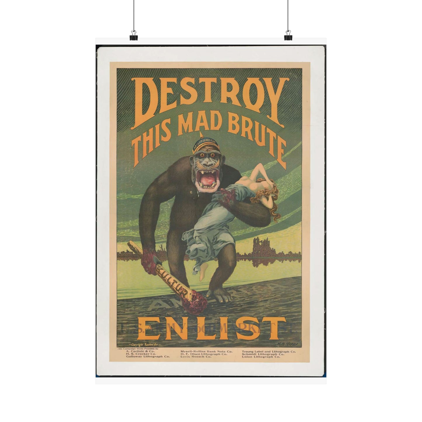 Destroy this mad brute Enlist - U.S. Army. High Quality Matte Wall Art Poster for Home, Office, Classroom