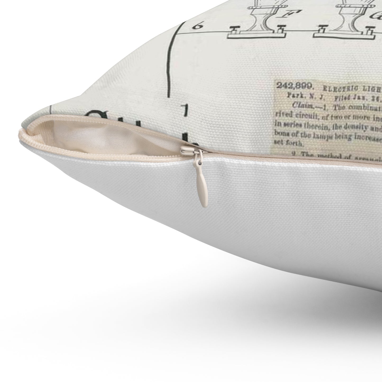 Patent drawing - for T. A. Edison's Electric Lighting Public domain image Decorative Accent Square Pillow