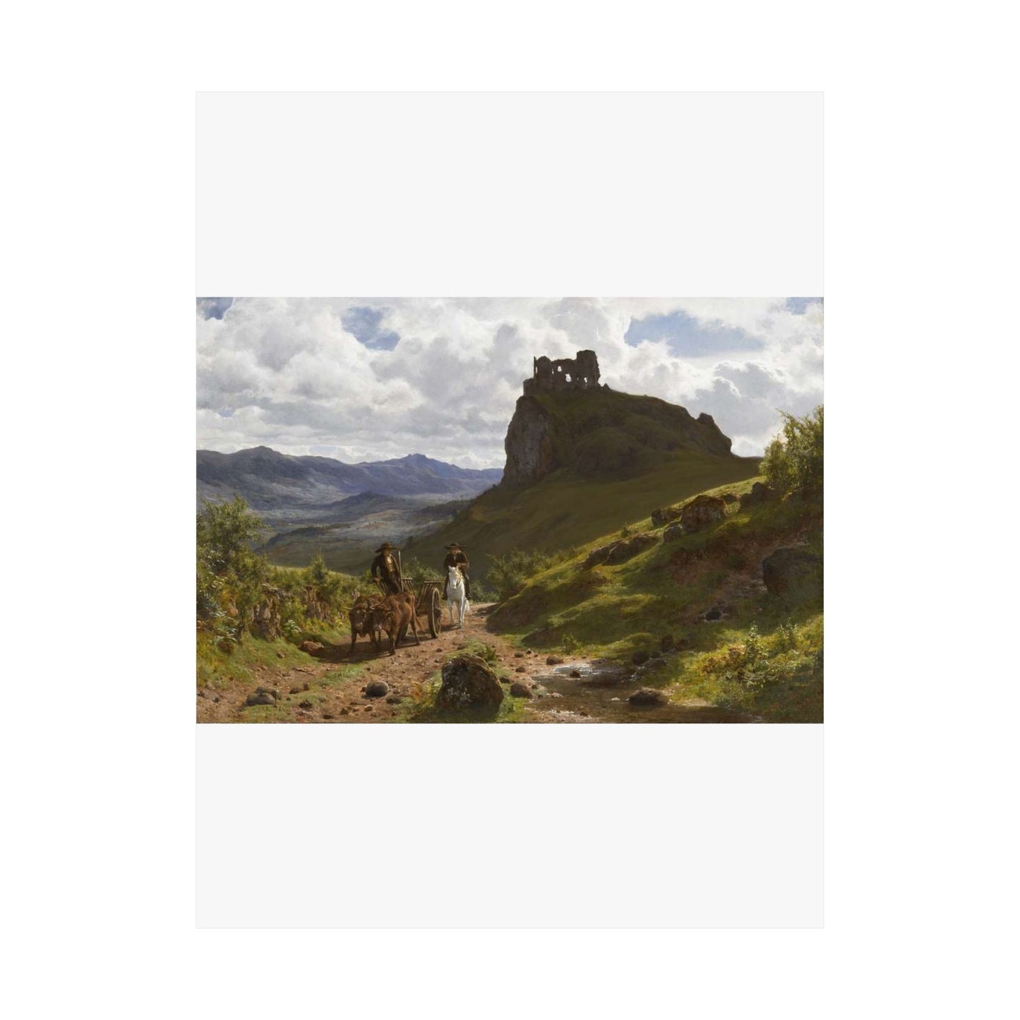 Auguste Bonheur - Les ruines du château d'Apchon High Quality Matte Wall Art Poster for Home, Office, Classroom
