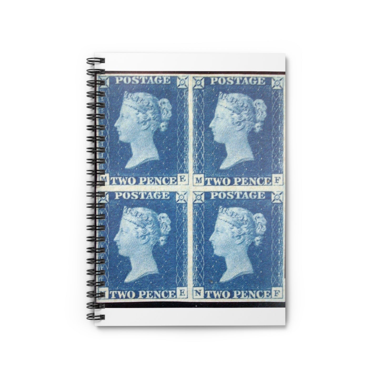 "Two Penny Blue" postage stamps Spiral Bound Ruled Notebook with Printed Cover