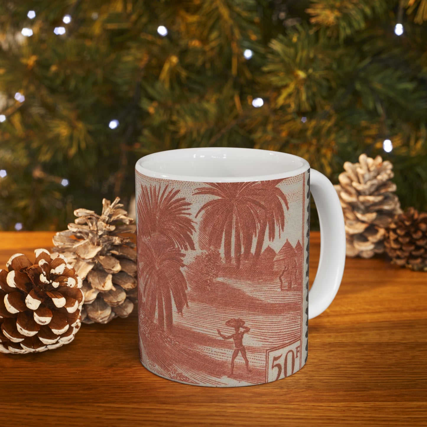 Frimärke ur Gösta Bodmans filatelistiska motivsamling, påbörjad 1950.Frimärke från Franska Ekvatorialafrika, 1947. Motiv av skördearbete. Beautiful Novelty Ceramic Coffee Mug 11oz