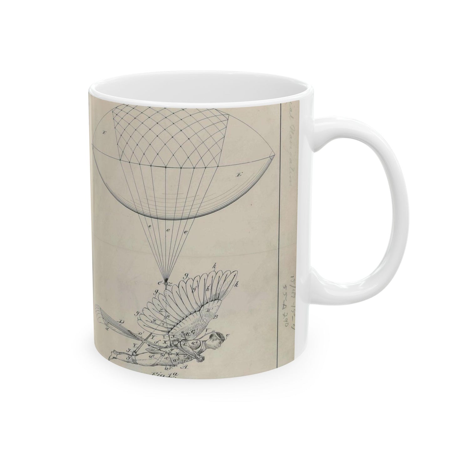 Patent drawing - for R. J. Spalding's Flying Machine Public domain image Beautiful Novelty Ceramic Coffee Mug 11oz