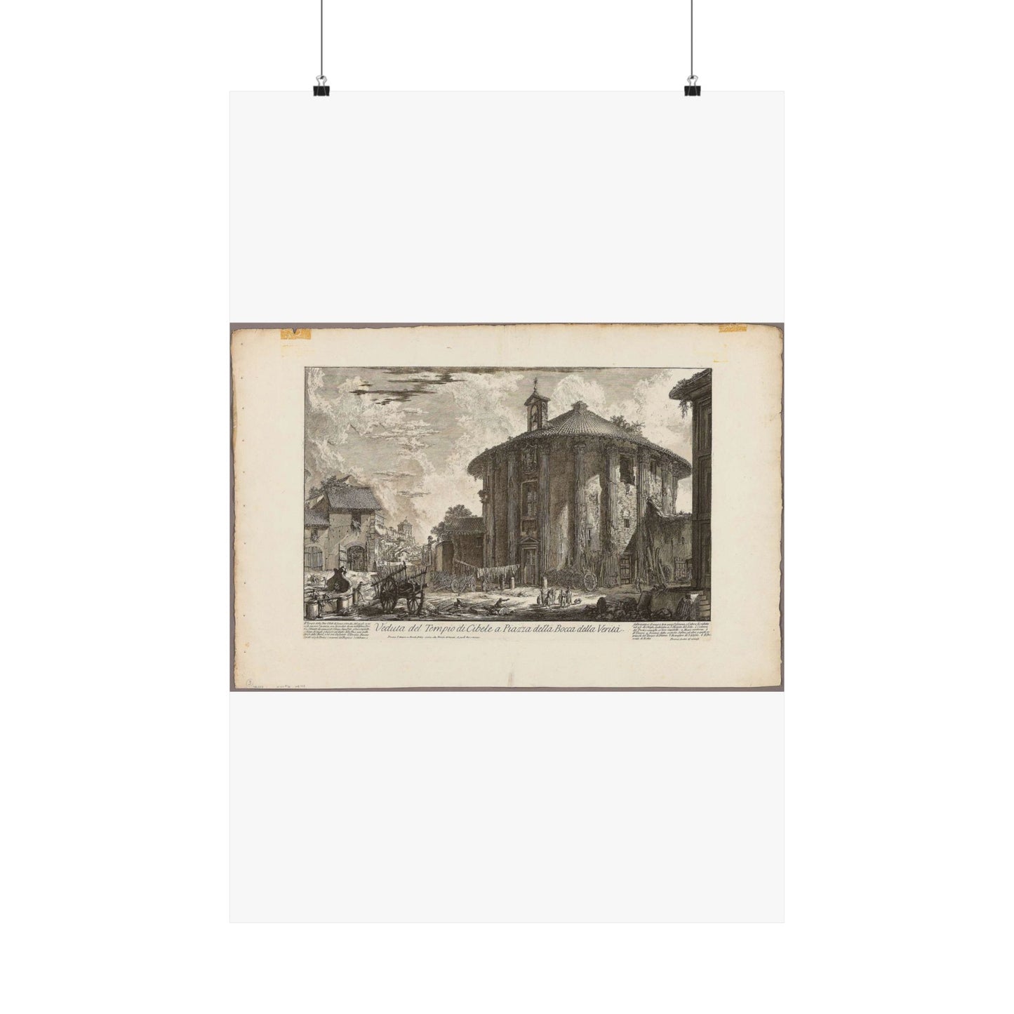 View of the Temple of Cybele in the Piazza of the Bocca della Verità, from Views of Rome High Quality Matte Wall Art Poster for Home, Office, Classroom
