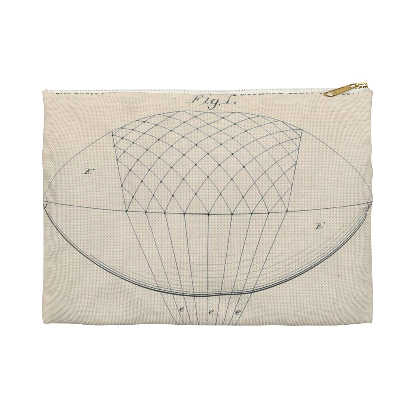 Patent drawing - for R. J. Spalding's Flying Machine Public domain image Large Organizer Pouch with Black Zipper