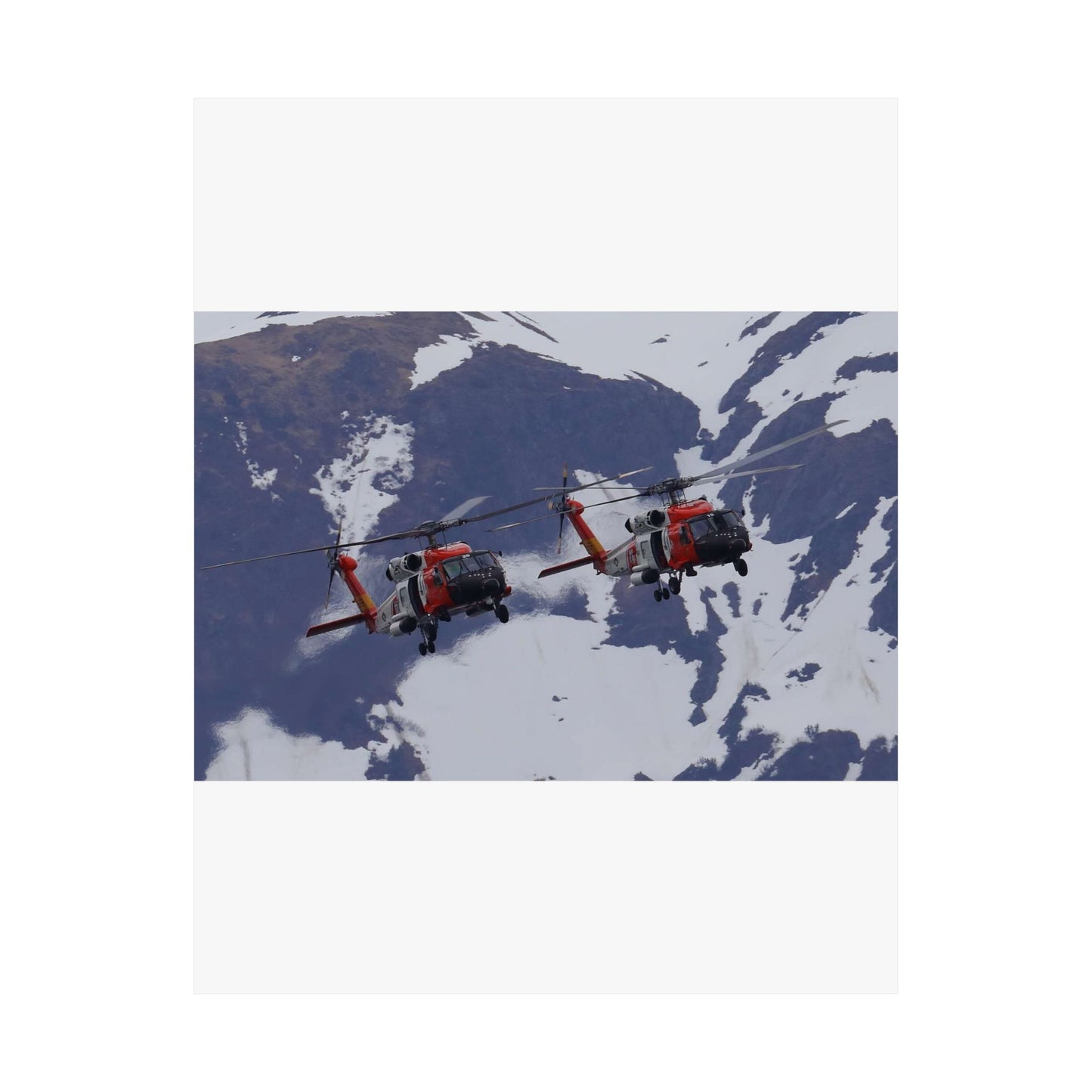 Two Coast Guard Air Station Sitka MH-60 Jayhawk helicopter High Quality Matte Wall Art Poster for Home, Office, Classroom